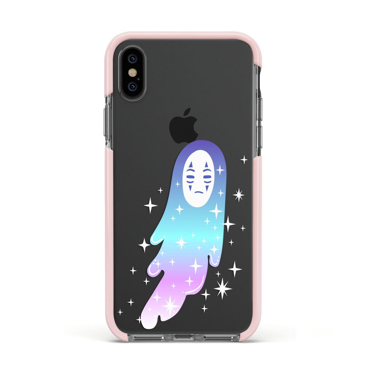 Starry Spectre Apple iPhone Xs Impact Case Pink Edge on Black Phone