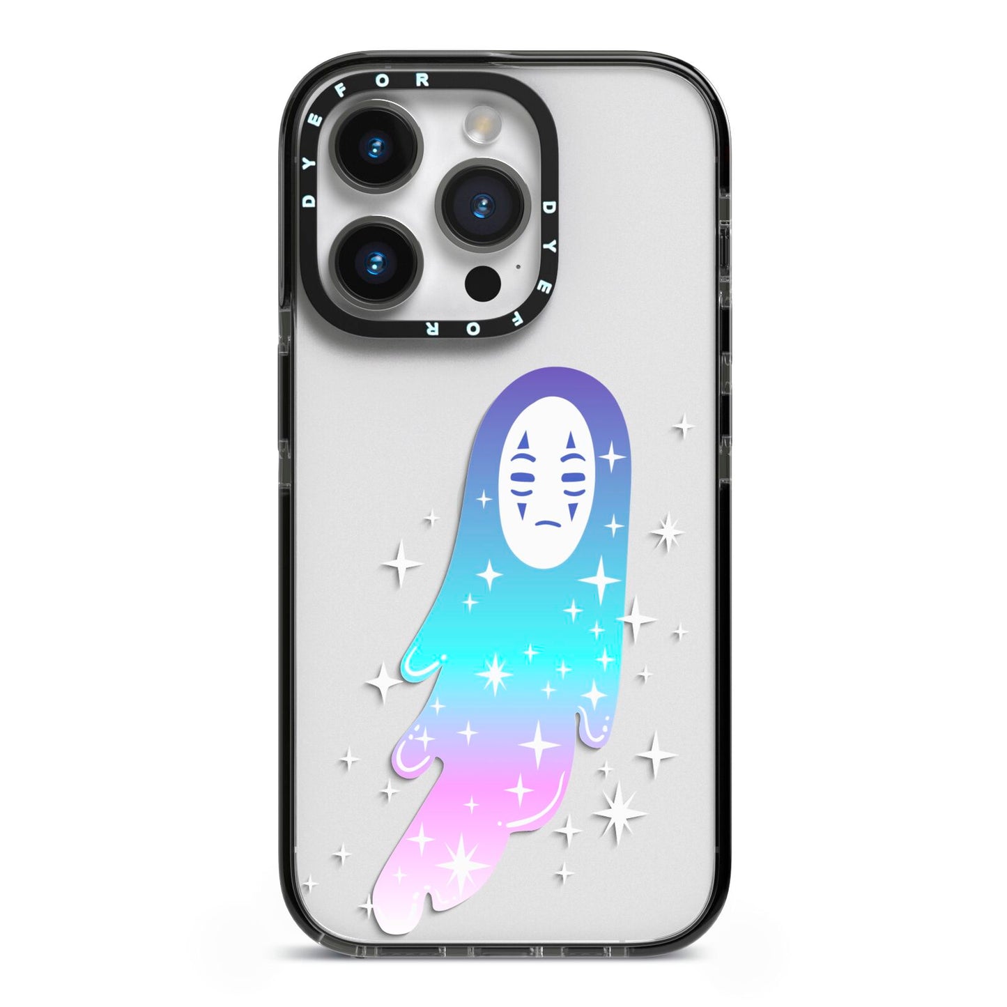 Starry Spectre iPhone 14 Pro Black Impact Case on Silver phone