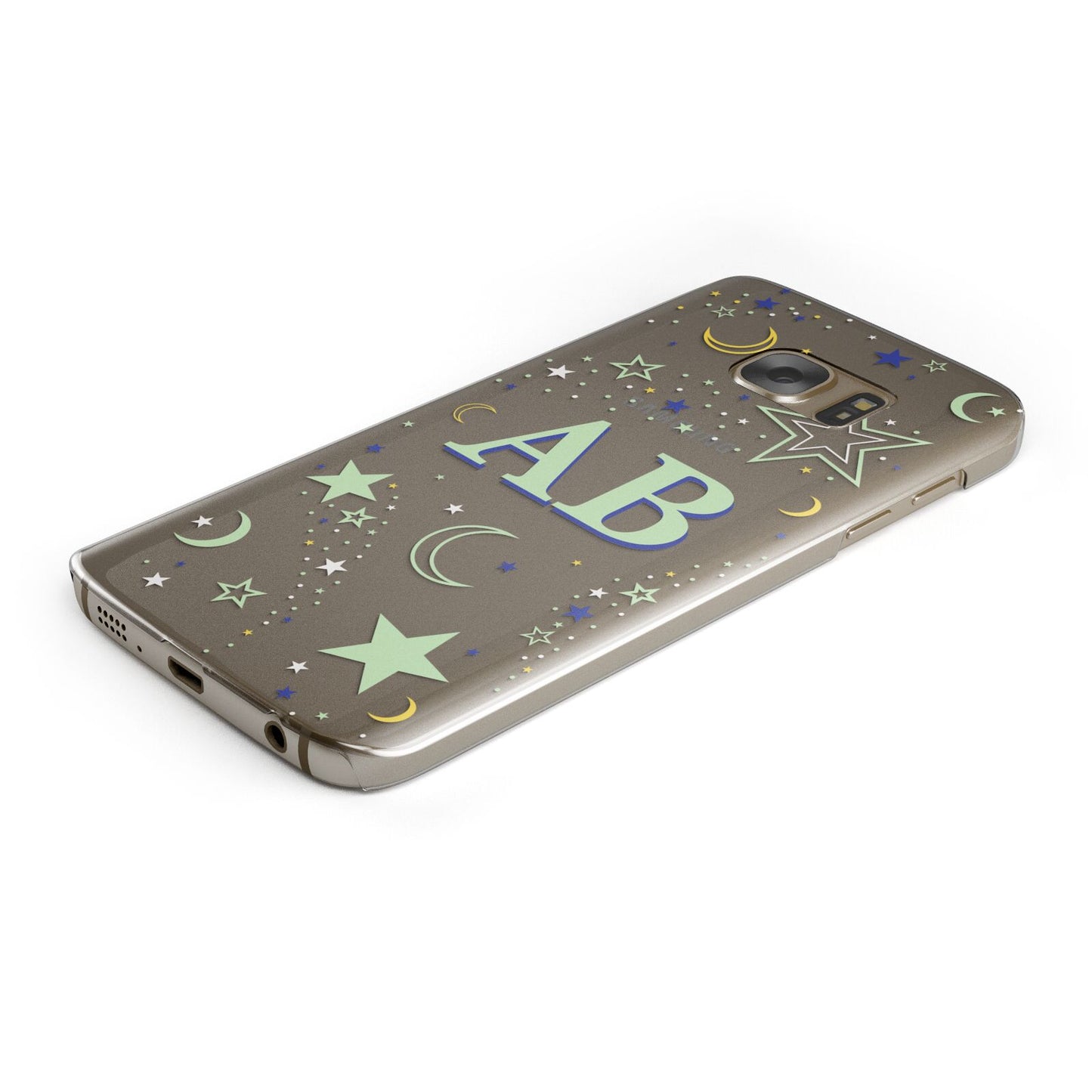 Stars and Moon Personalised Protective Samsung Galaxy Case Angled Image