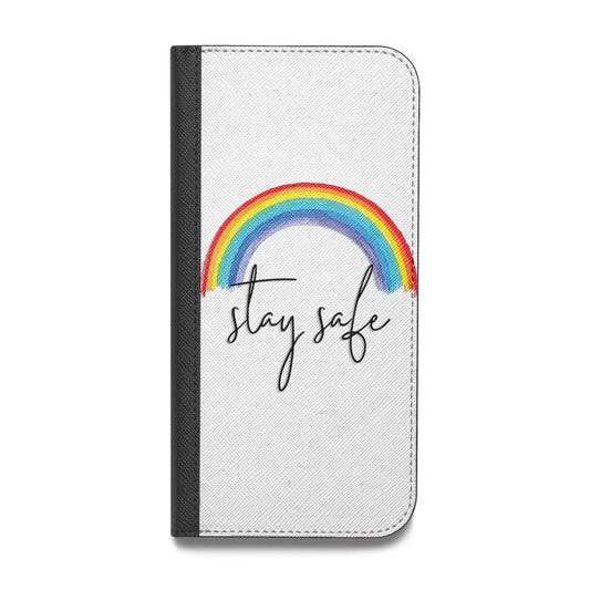 Stay Safe Rainbow Vegan Leather Flip iPhone Case