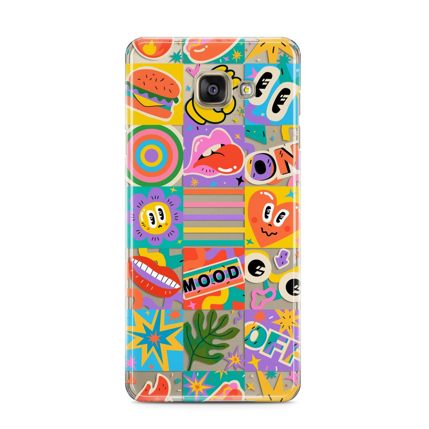 Sticker Grid Samsung Galaxy A3 2016 Case on gold phone