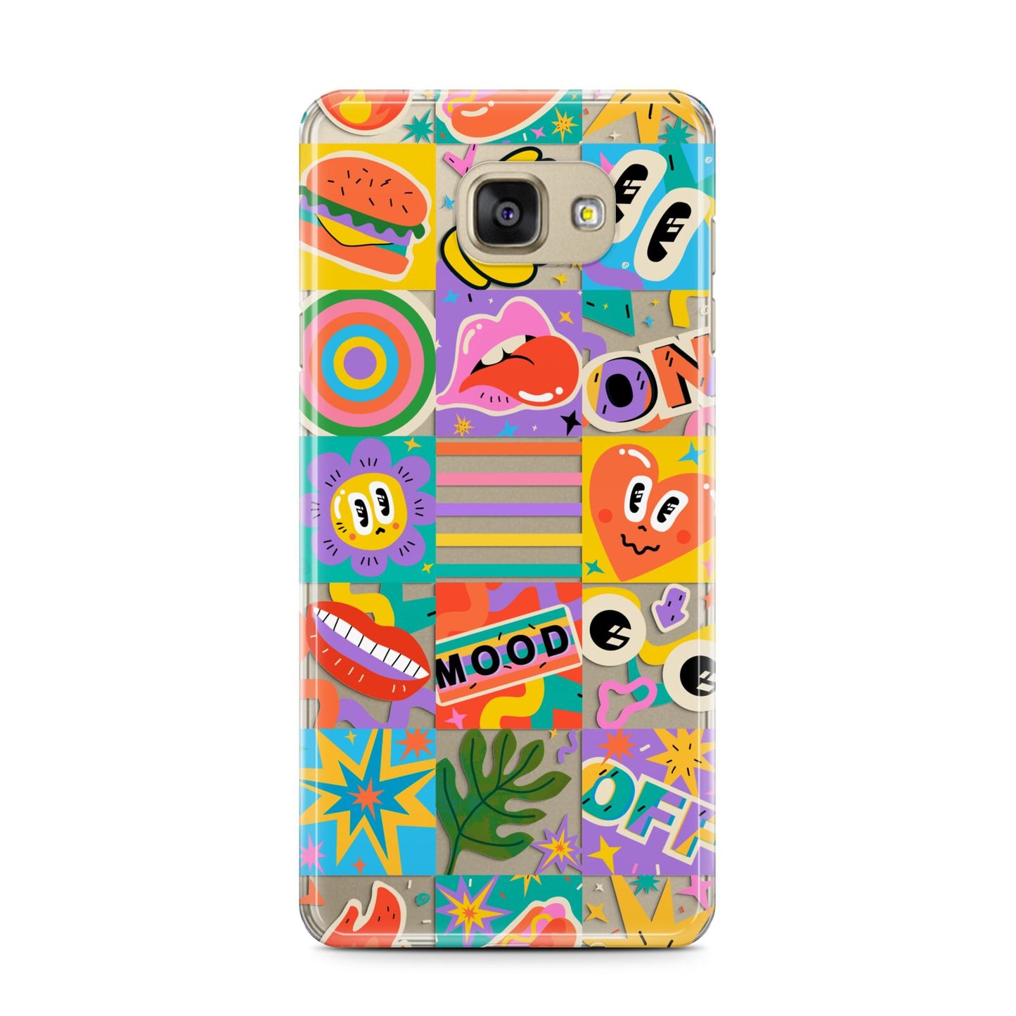 Sticker Grid Samsung Galaxy A7 2016 Case on gold phone