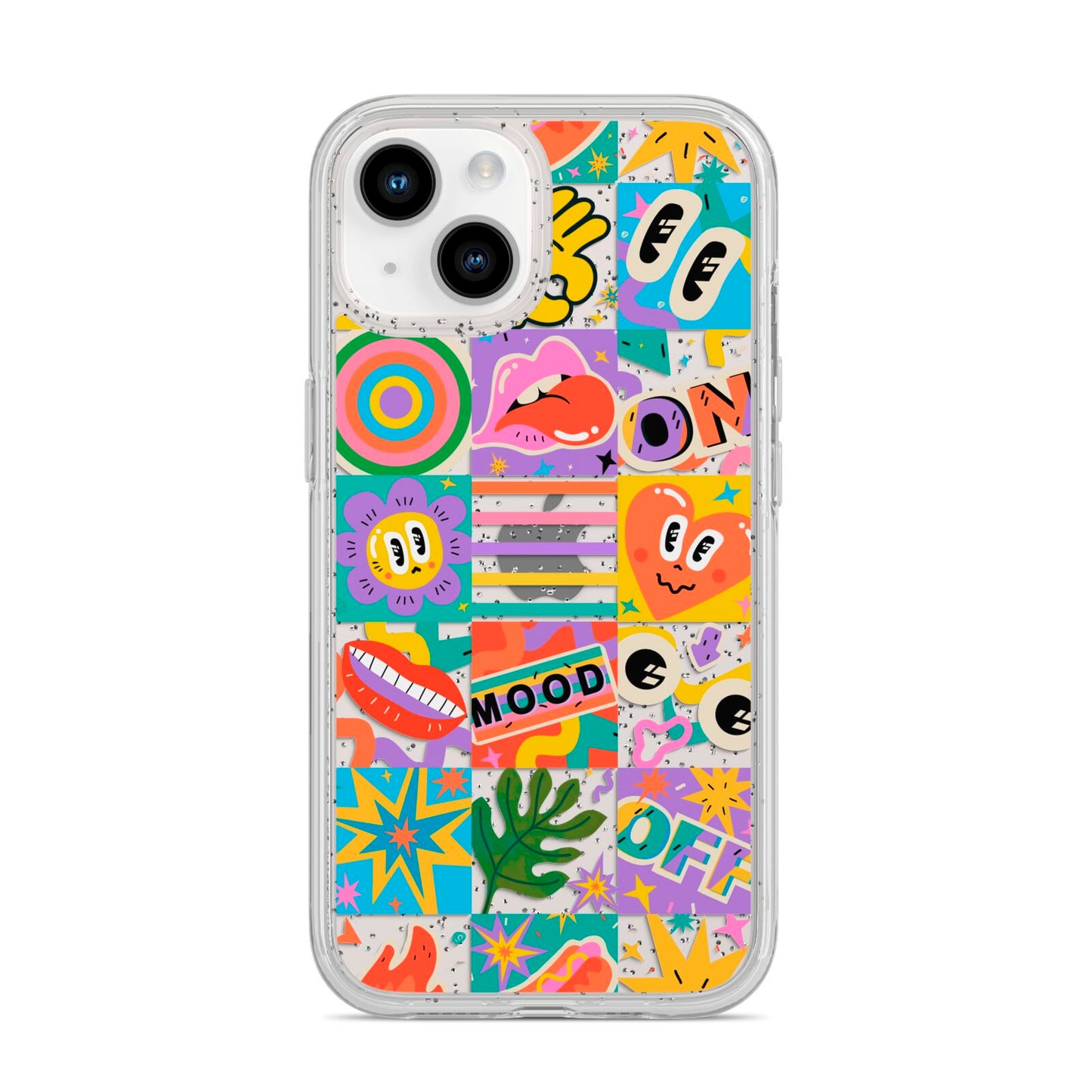 Sticker Grid iPhone 14 Glitter Tough Case Starlight