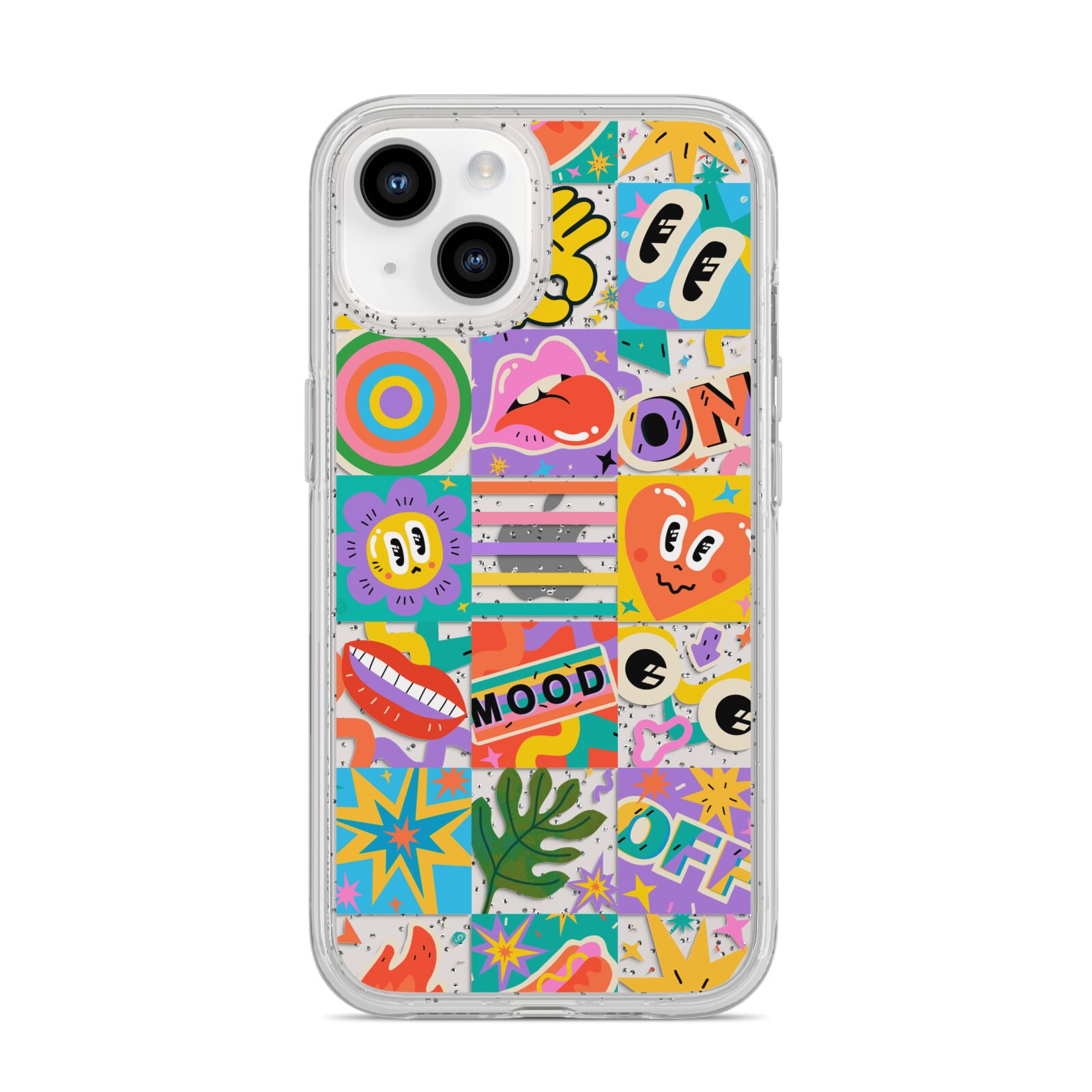 Sticker Grid iPhone 14 Glitter Tough Case Starlight