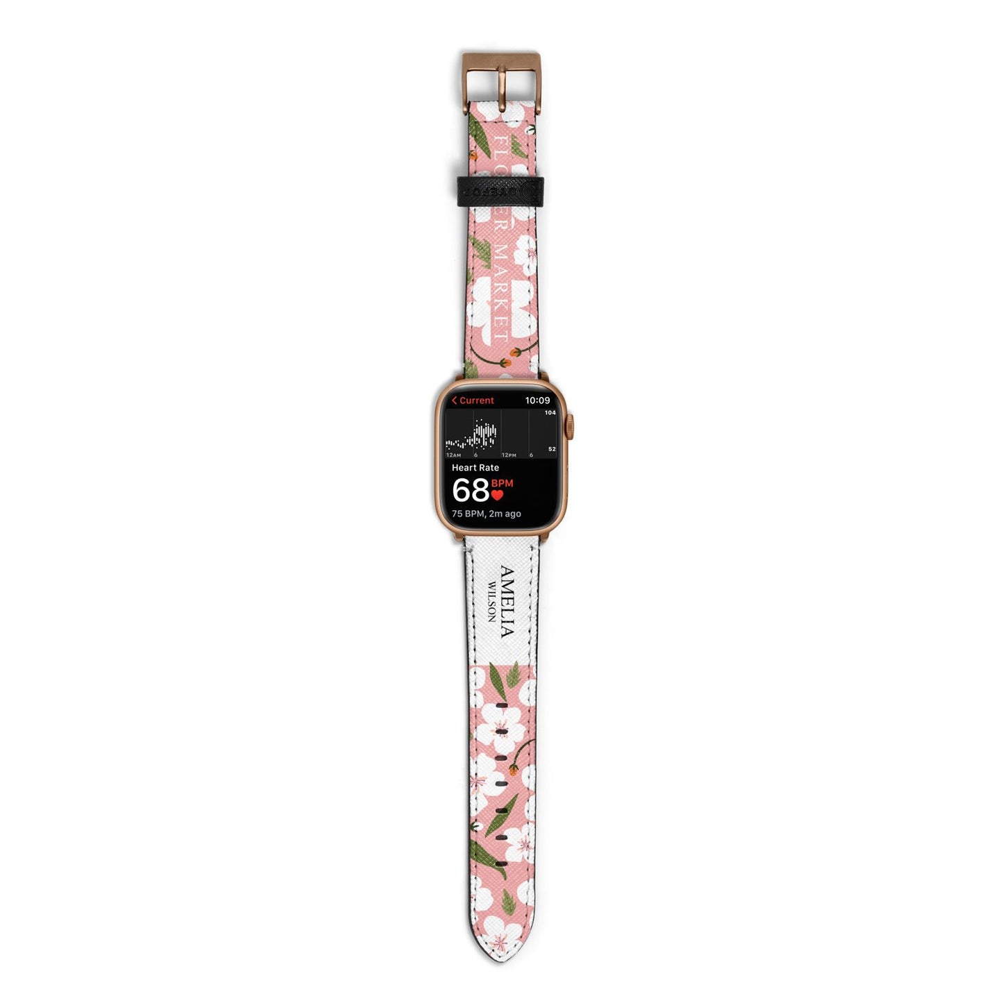 Stockholm Flower Market Poster Apple Watch Strap Size 38mm with Gold Hardware