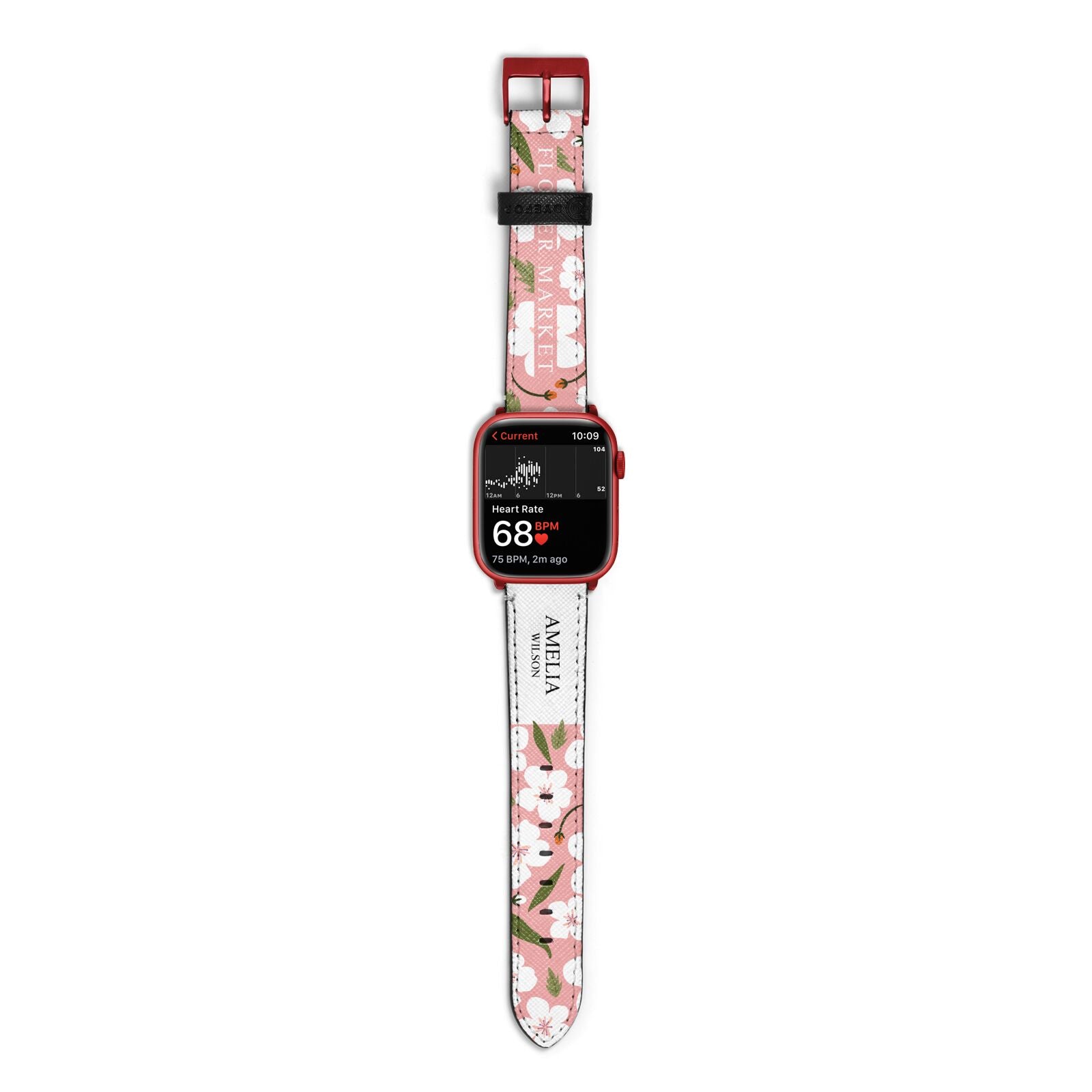 Stockholm Flower Market Poster Apple Watch Strap Size 38mm with Red Hardware