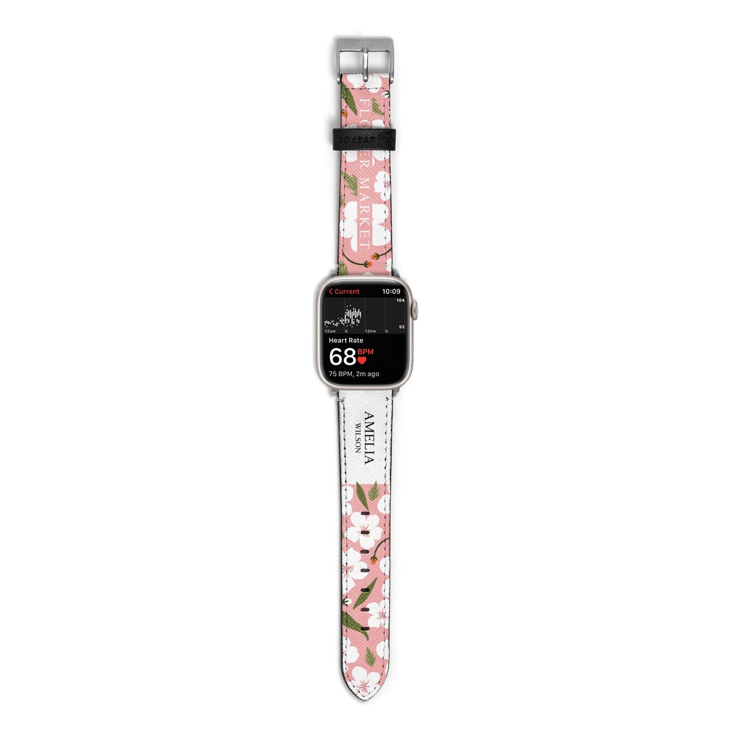 Stockholm Flower Market Poster Apple Watch Strap Size 38mm with Silver Hardware