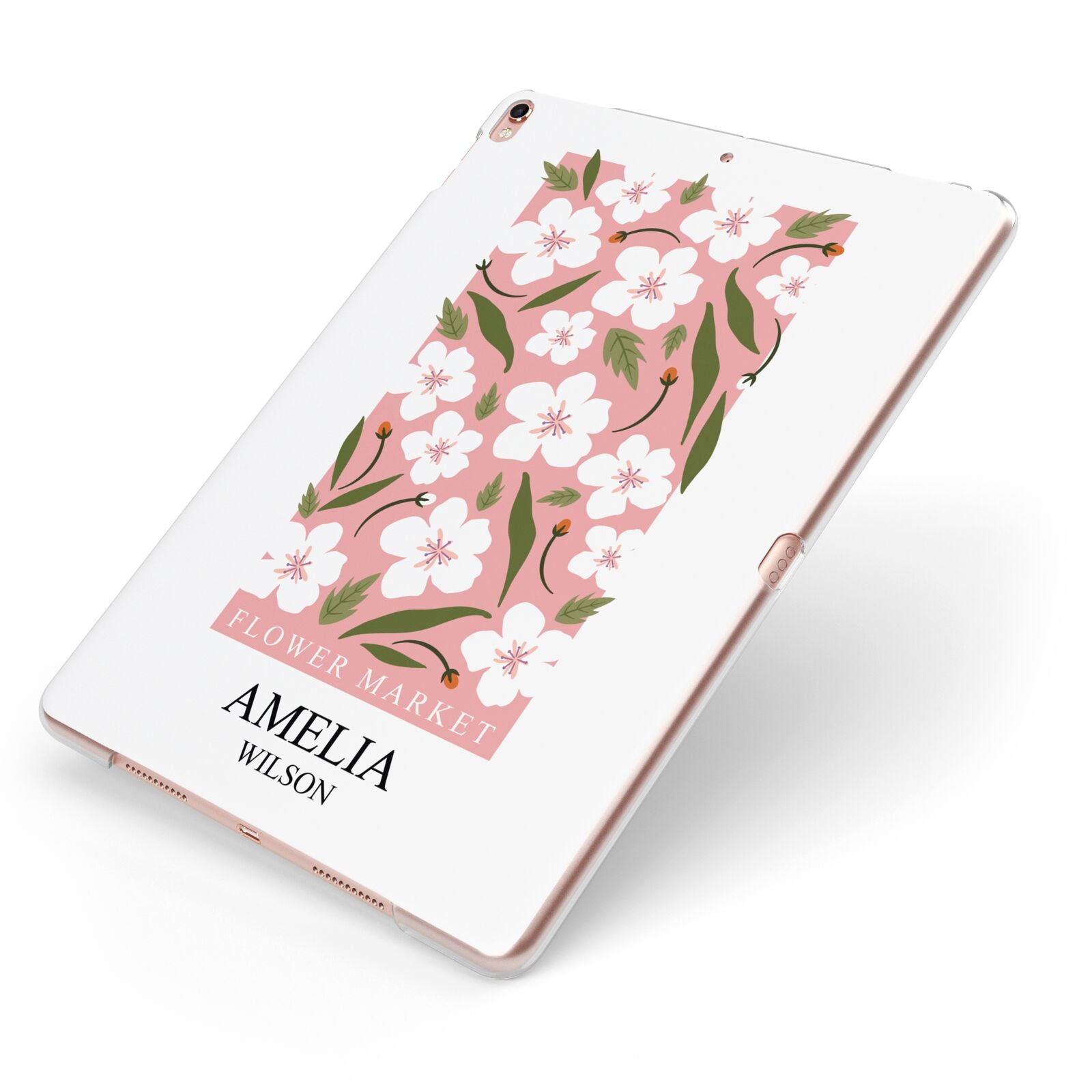 Stockholm Flower Market Poster Apple iPad Case on Rose Gold iPad Side View