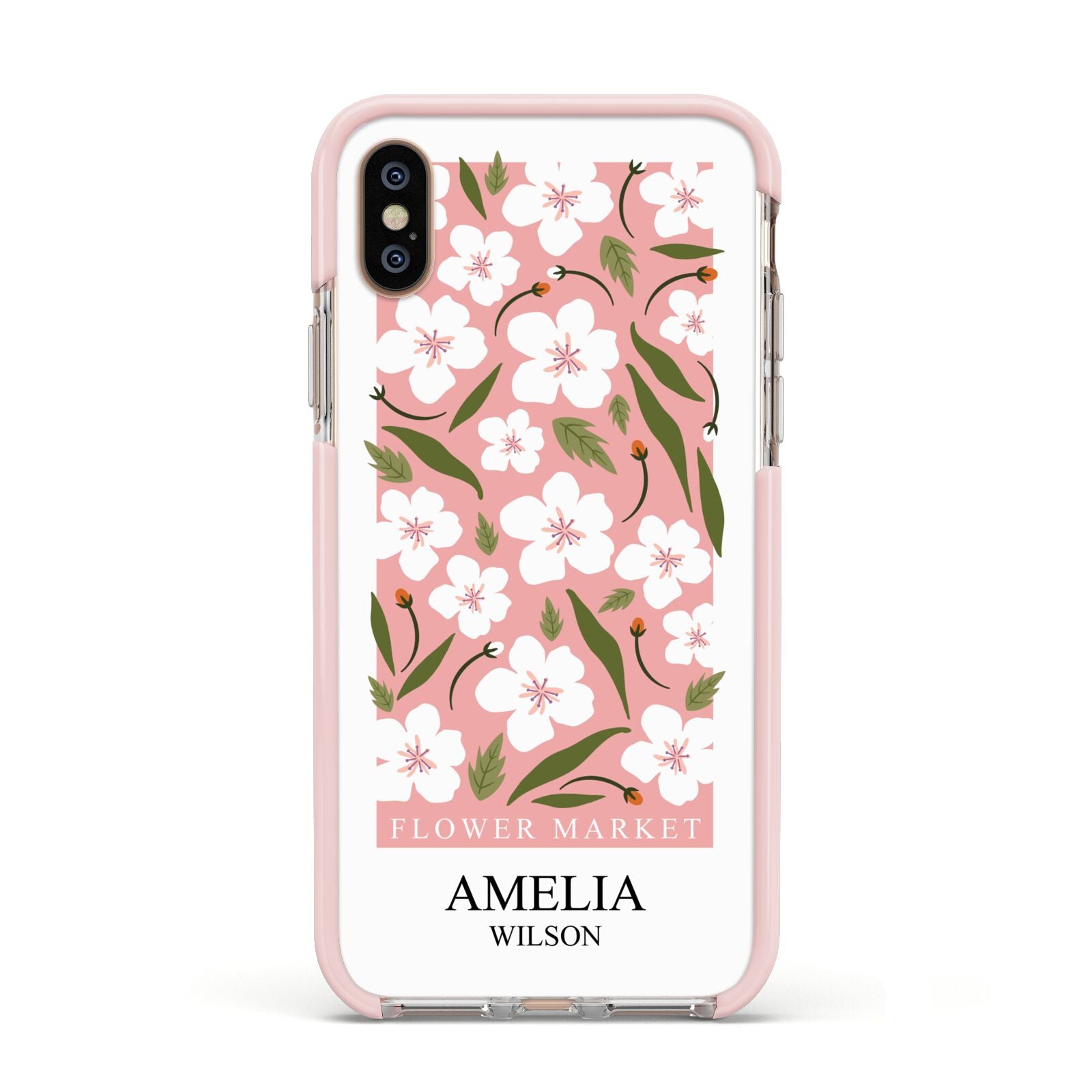 Stockholm Flower Market Poster Apple iPhone Xs Impact Case Pink Edge on Gold Phone