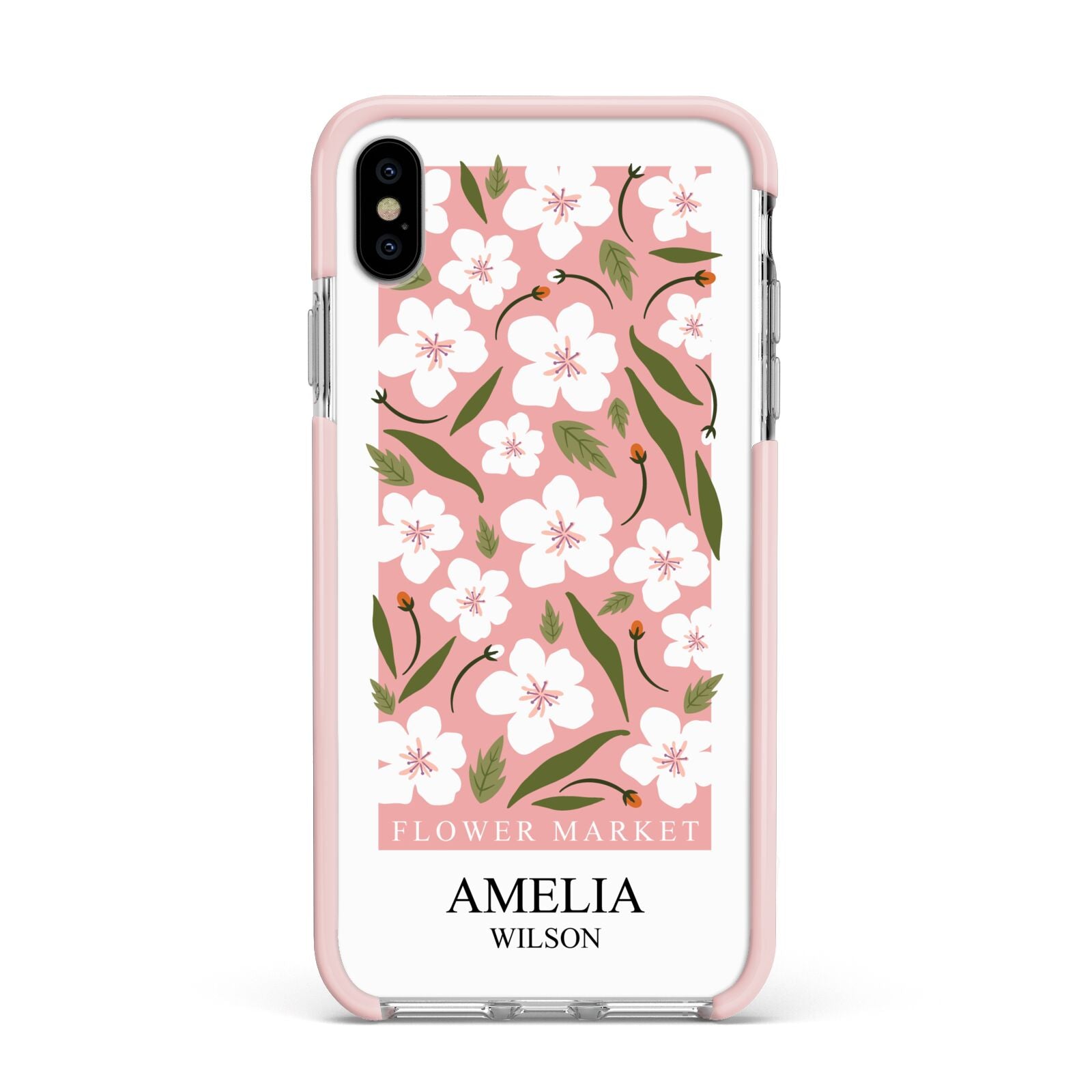 Stockholm Flower Market Poster Apple iPhone Xs Max Impact Case Pink Edge on Silver Phone