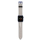 Stone Colour with Personalised Name Apple Watch Strap with Blue Hardware