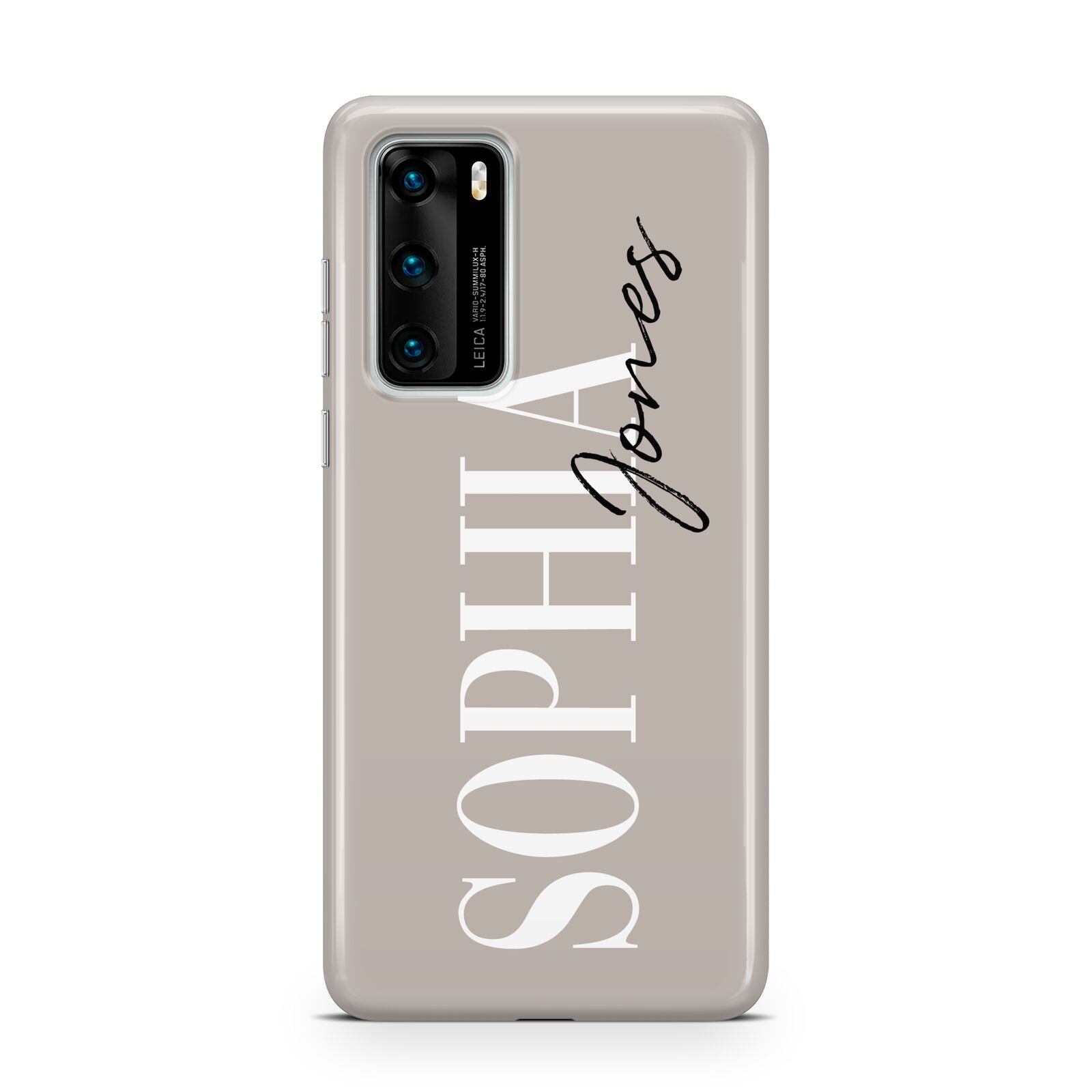 Stone Colour with Personalised Name Huawei P40 Phone Case