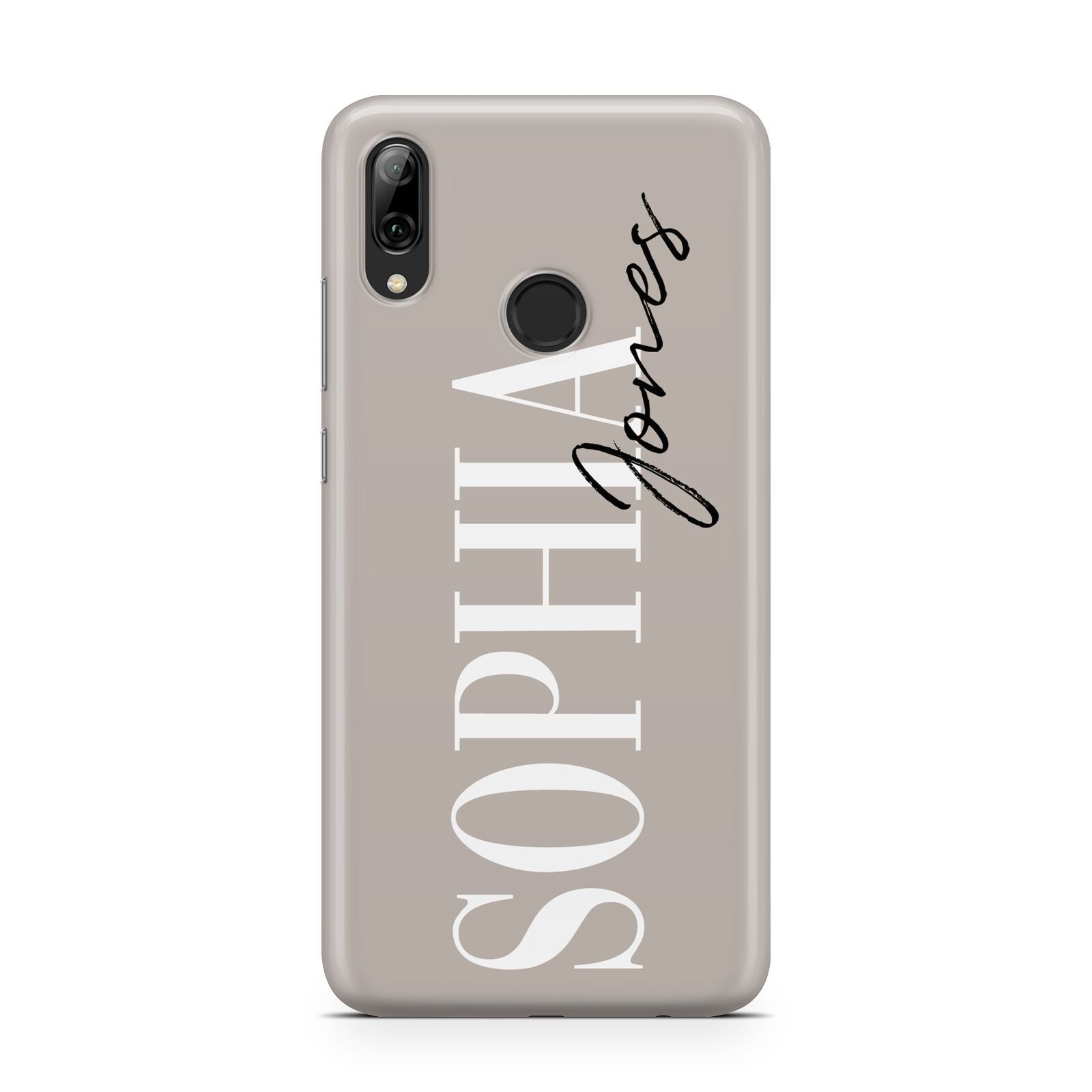 Stone Colour with Personalised Name Huawei Y7 2019