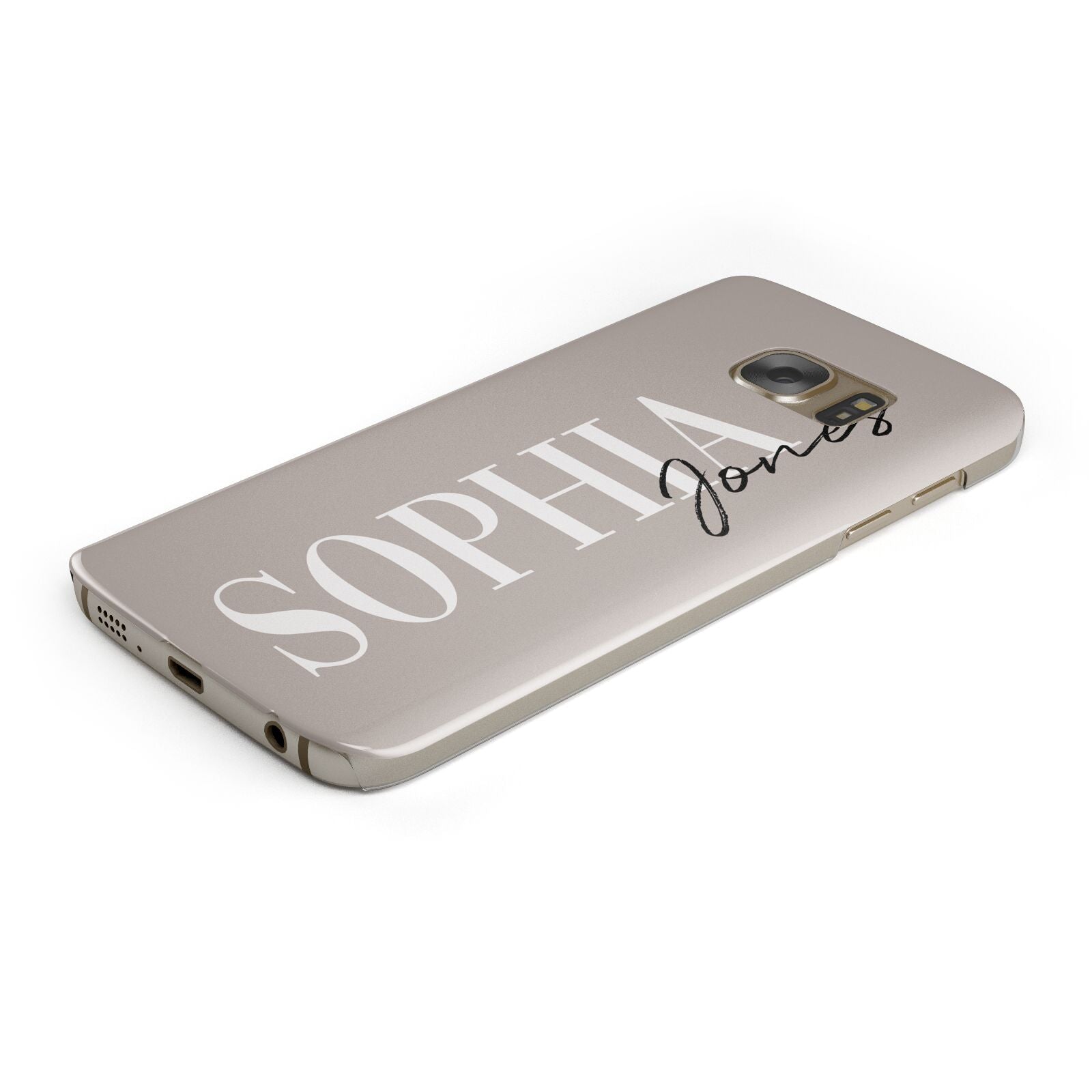 Stone Colour with Personalised Name Protective Samsung Galaxy Case Angled Image