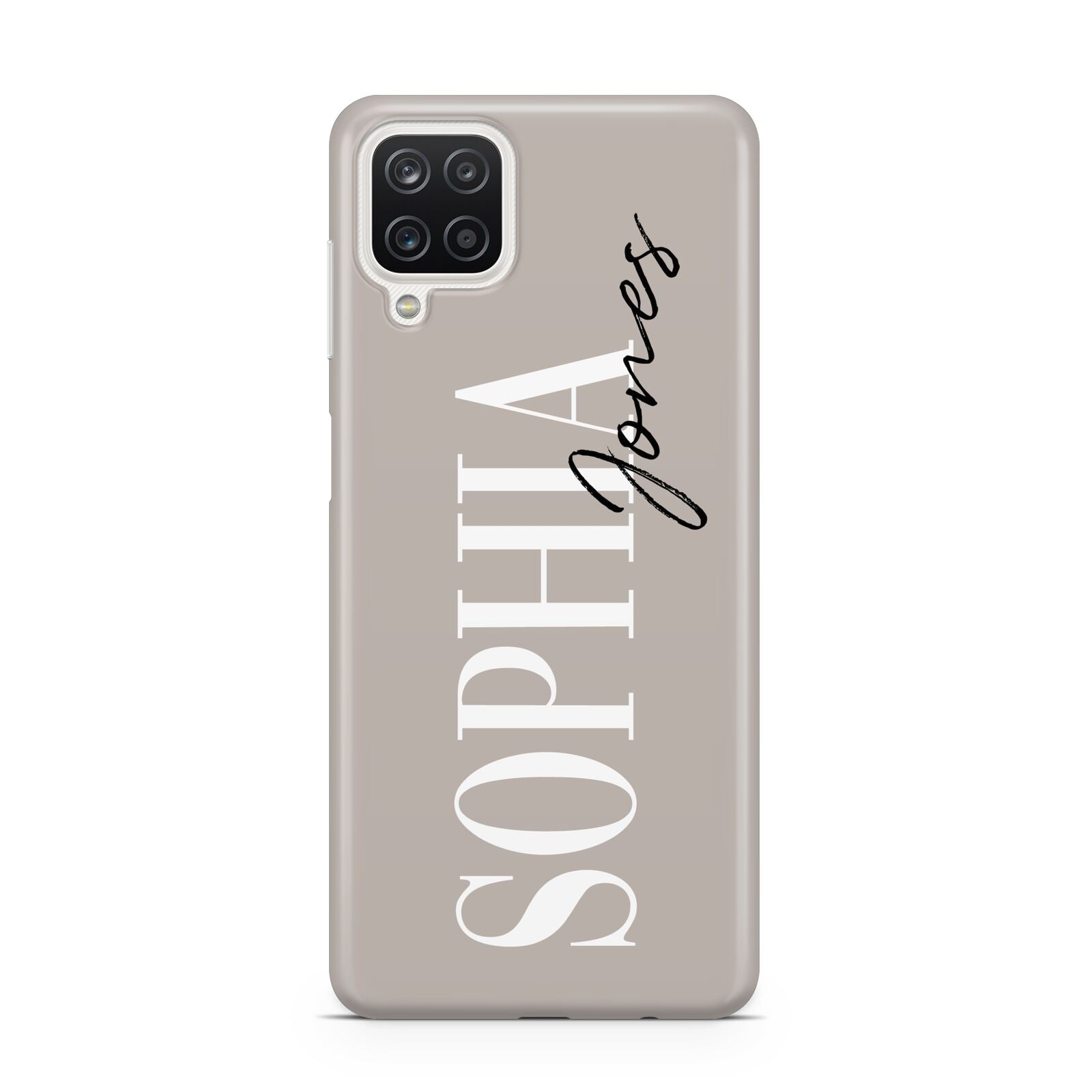 Stone Colour with Personalised Name Samsung A12 Case