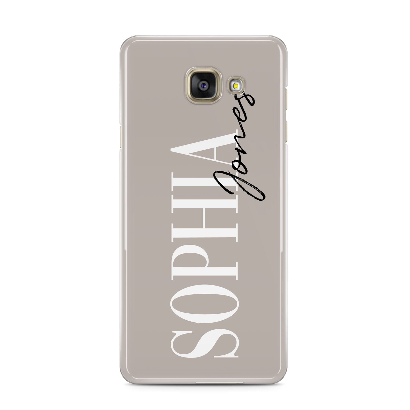 Stone Colour with Personalised Name Samsung Galaxy A3 2016 Case on gold phone