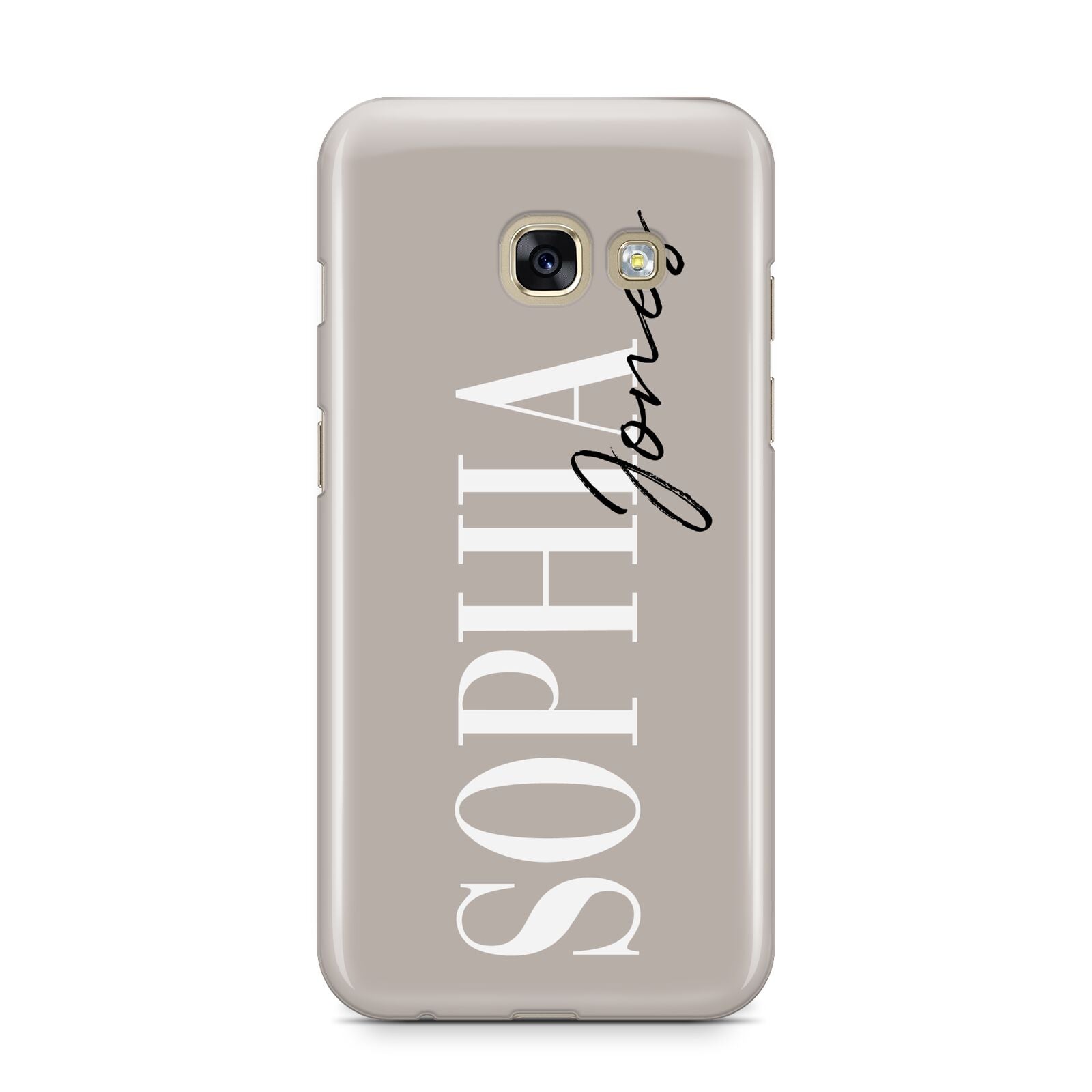 Stone Colour with Personalised Name Samsung Galaxy A3 2017 Case on gold phone