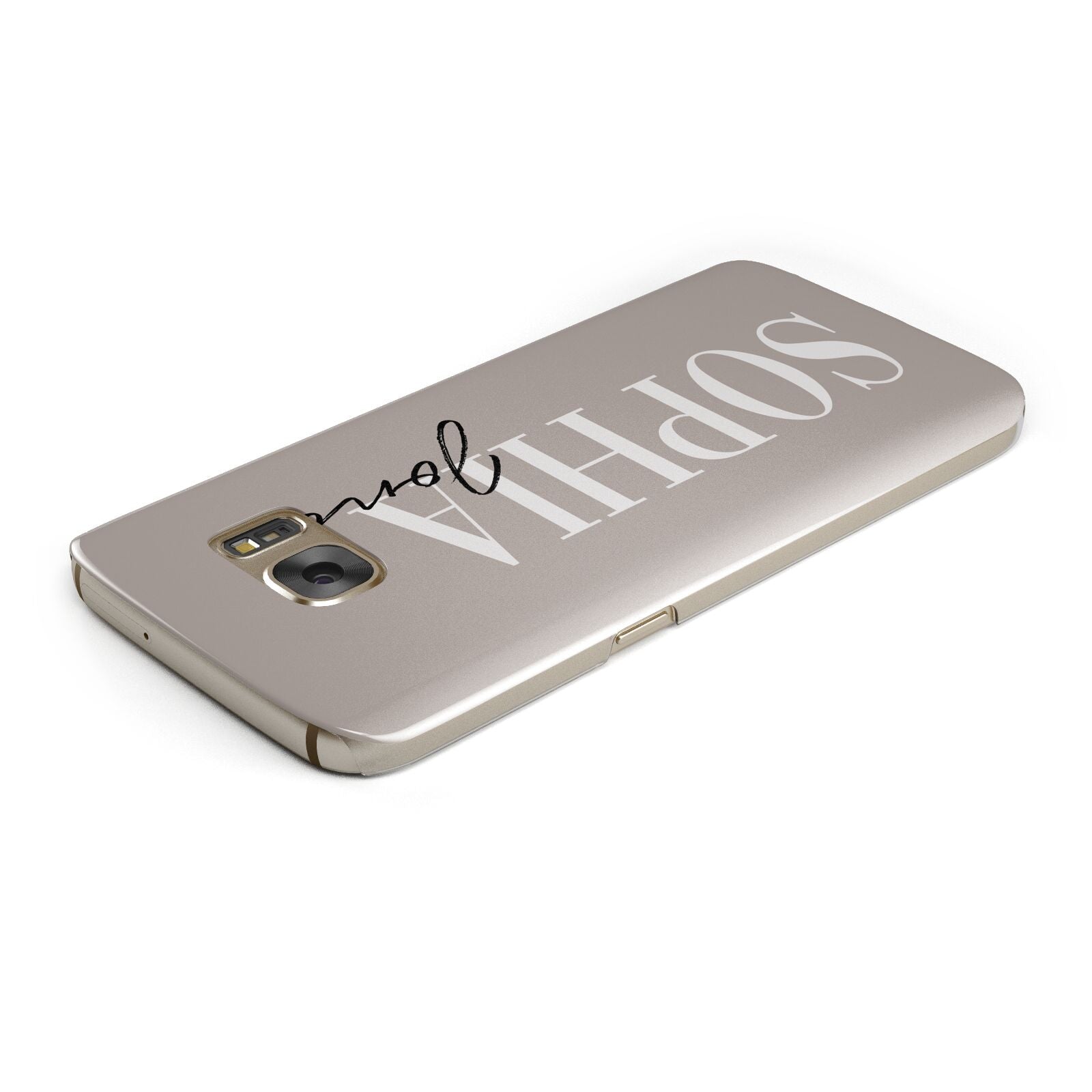 Stone Colour with Personalised Name Samsung Galaxy Case Top Cutout