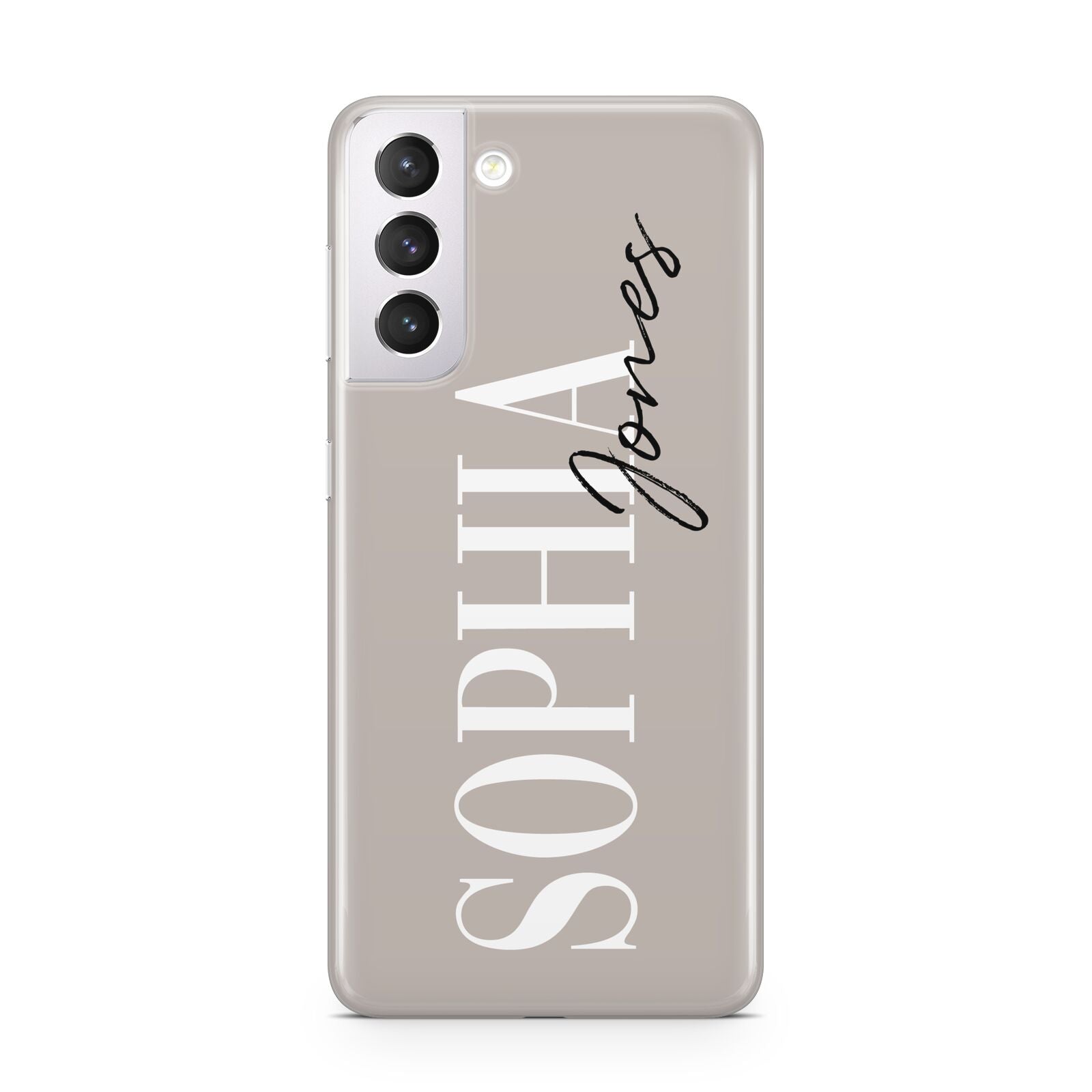 Stone Colour with Personalised Name Samsung S21 Case