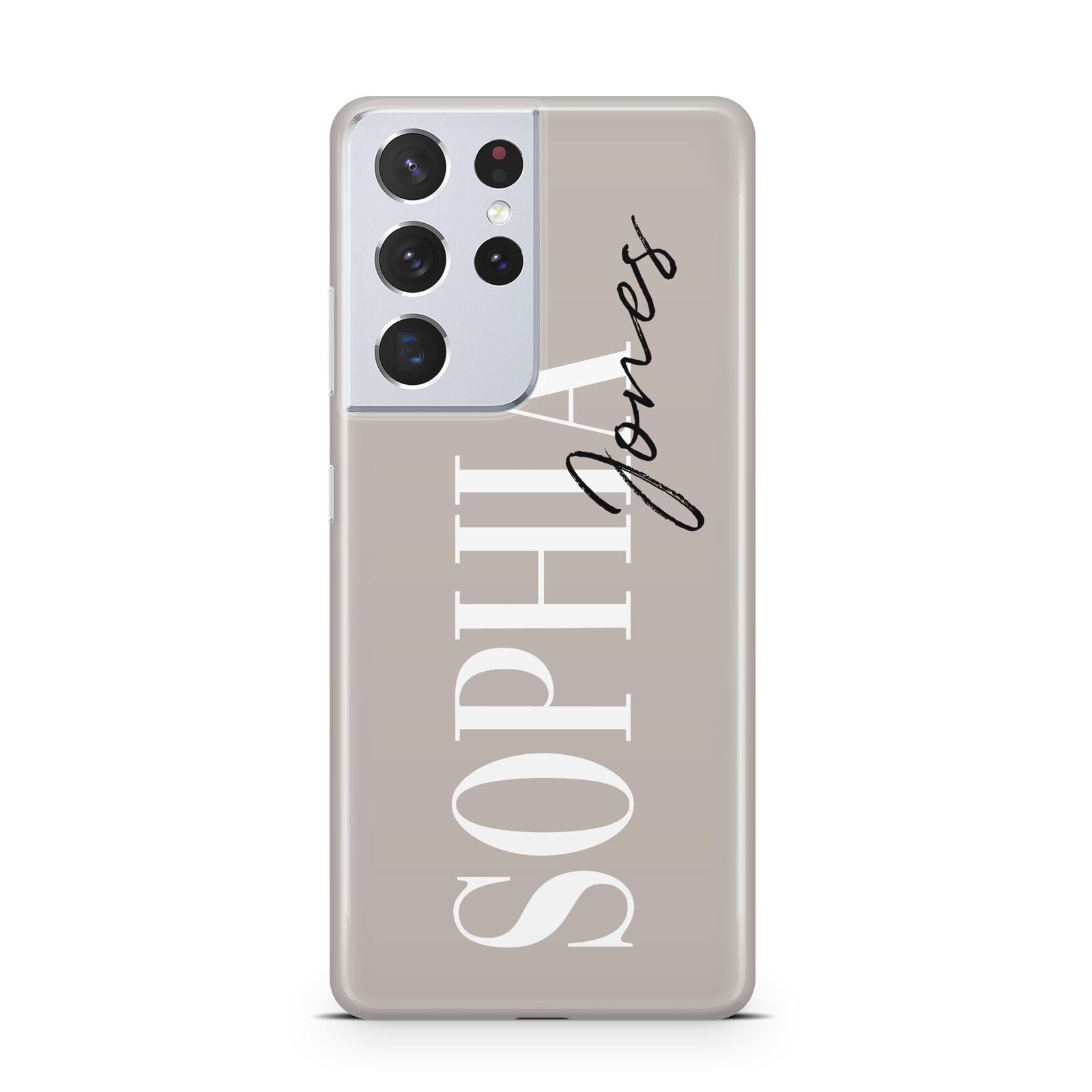 Stone Colour with Personalised Name Samsung S21 Ultra Case