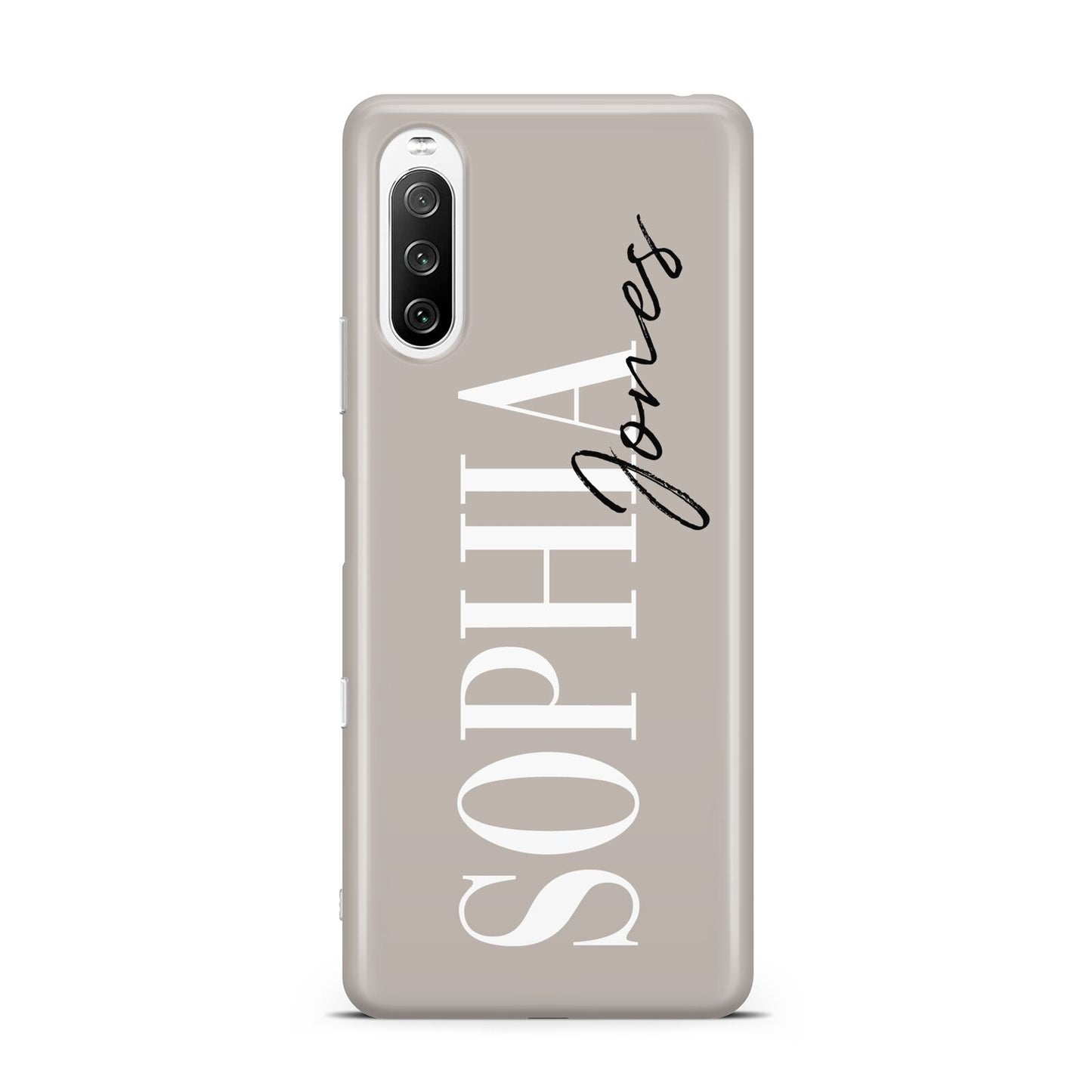 Stone Colour with Personalised Name Sony Xperia 10 III Case