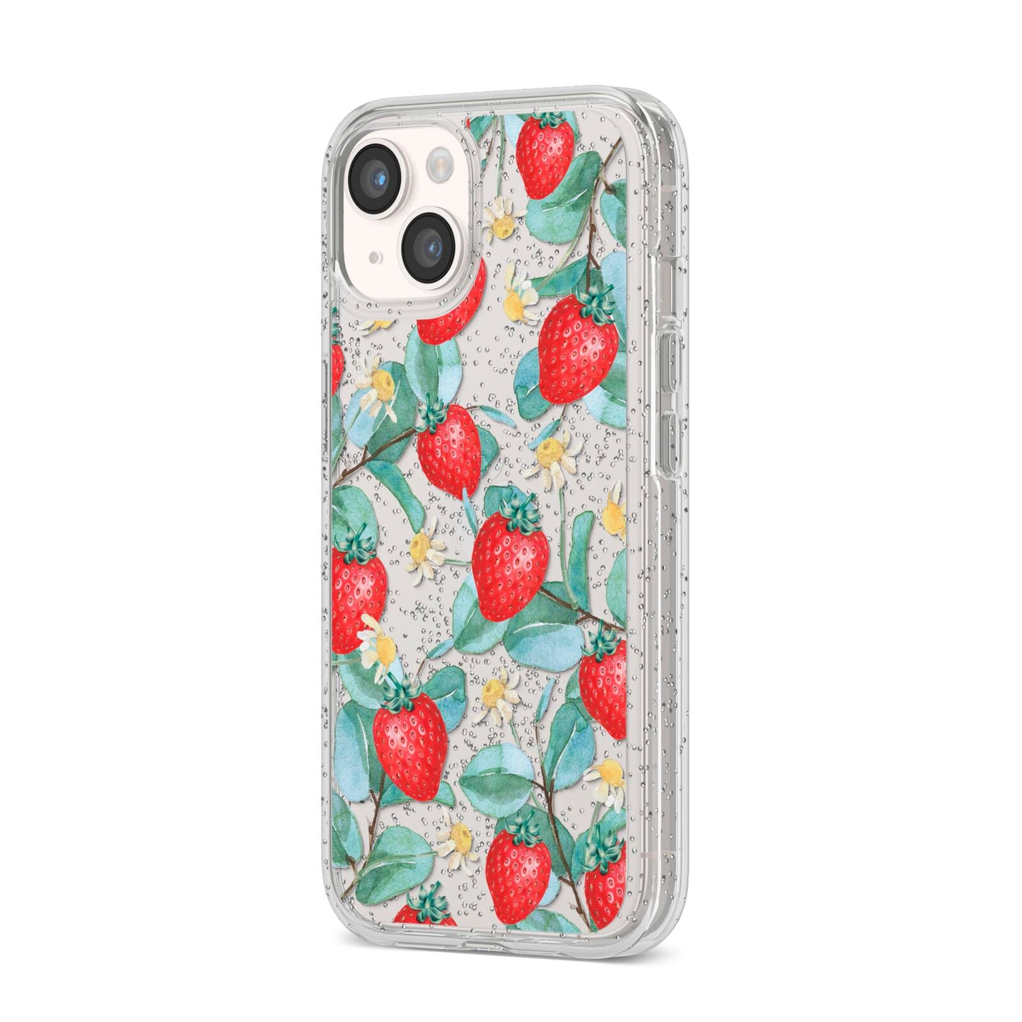 Strawberry Plant iPhone 14 Glitter Tough Case Starlight Angled Image