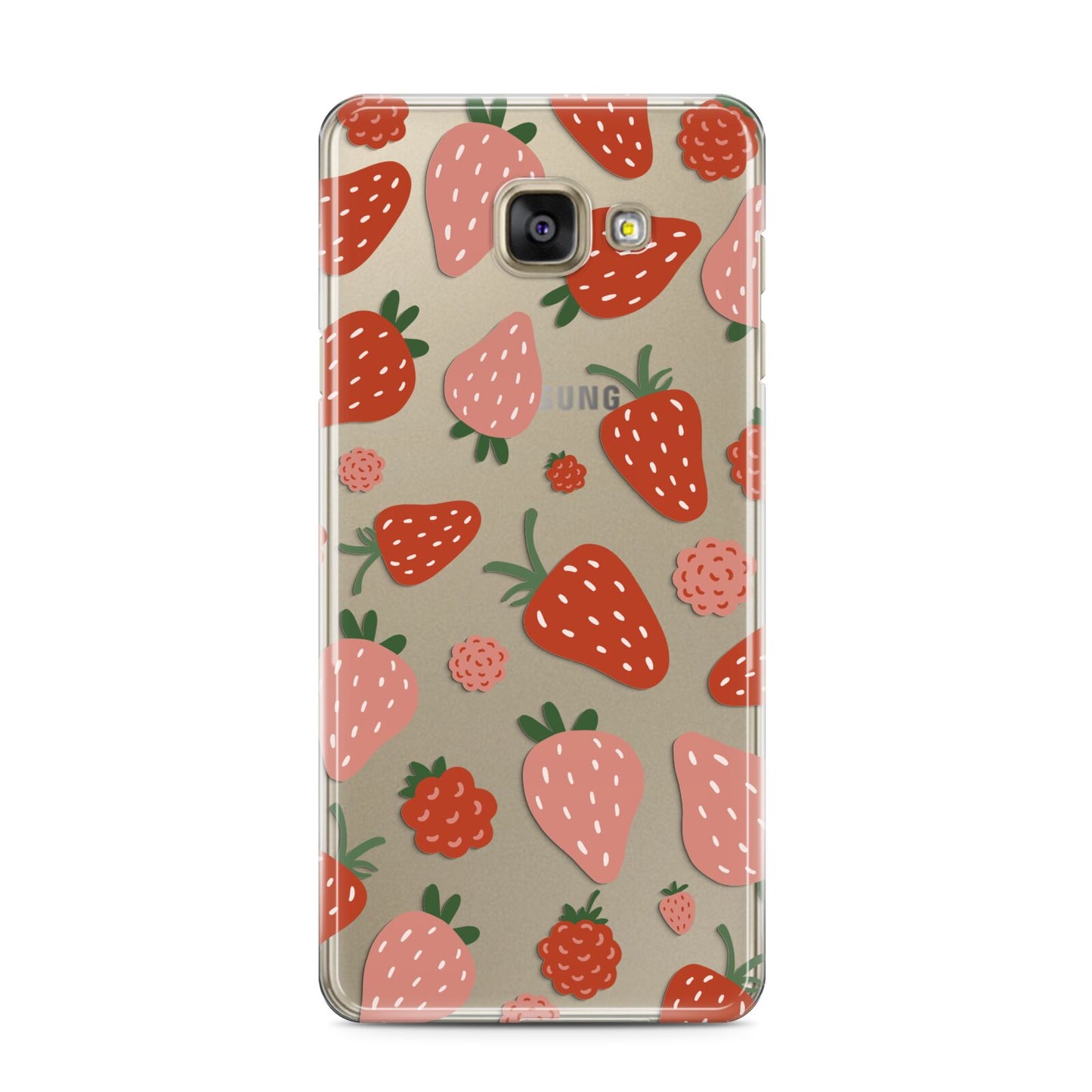 Strawberry Samsung Galaxy A3 2016 Case on gold phone