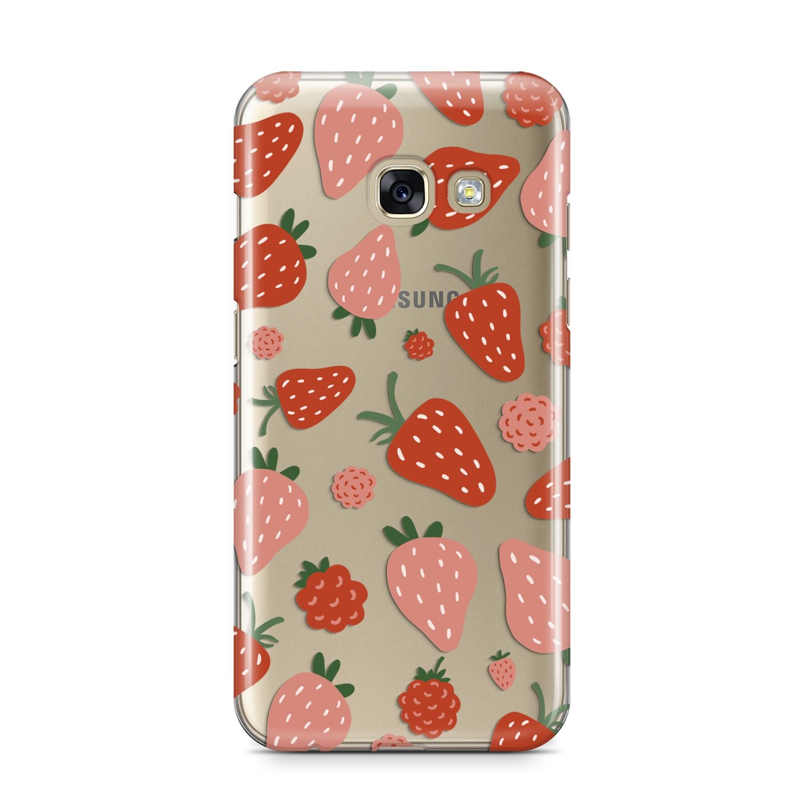 Strawberry Samsung Galaxy A3 2017 Case on gold phone