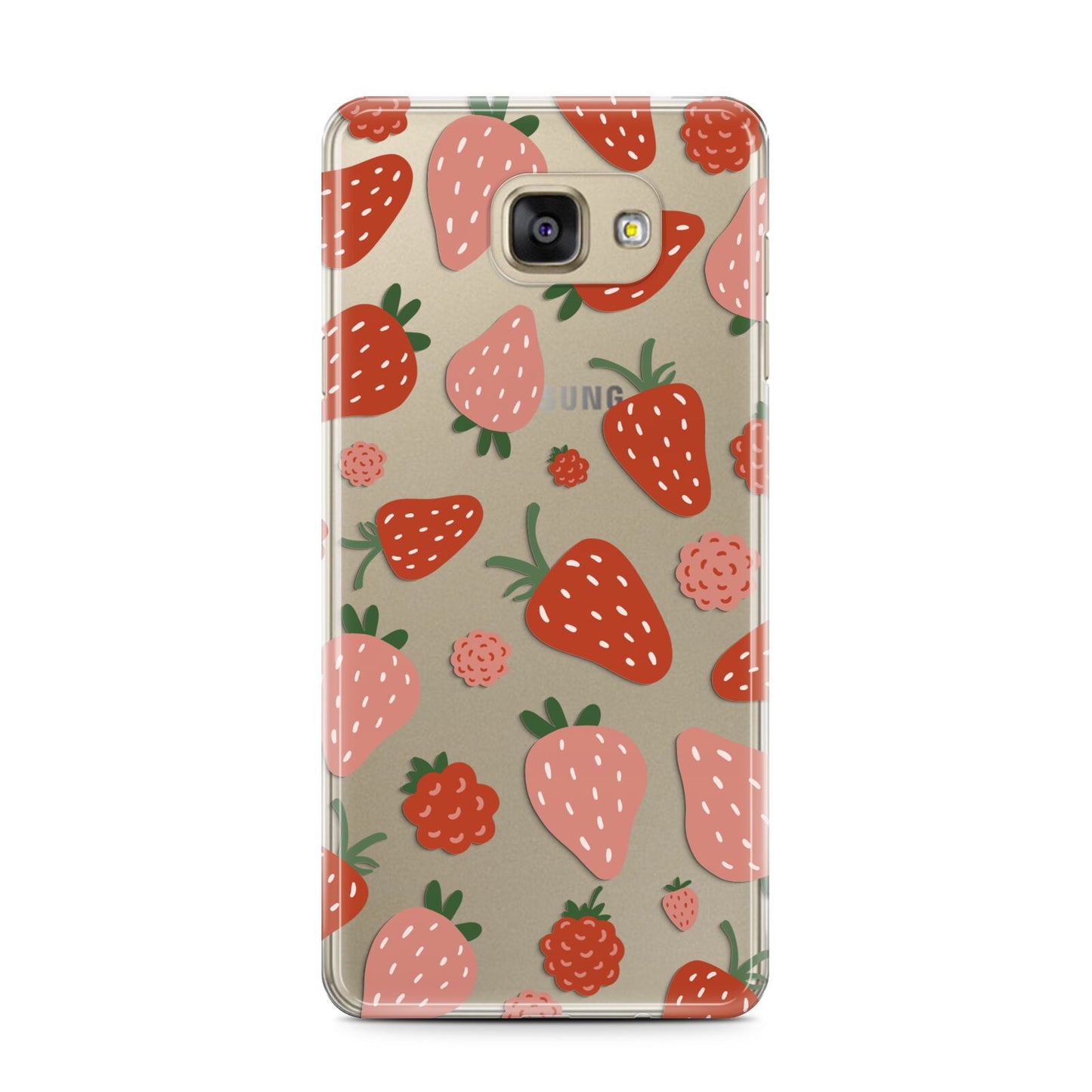 Strawberry Samsung Galaxy A7 2016 Case on gold phone