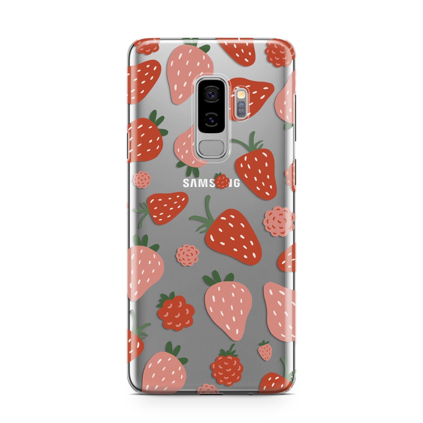 Strawberry Samsung Galaxy S9 Plus Case on Silver phone