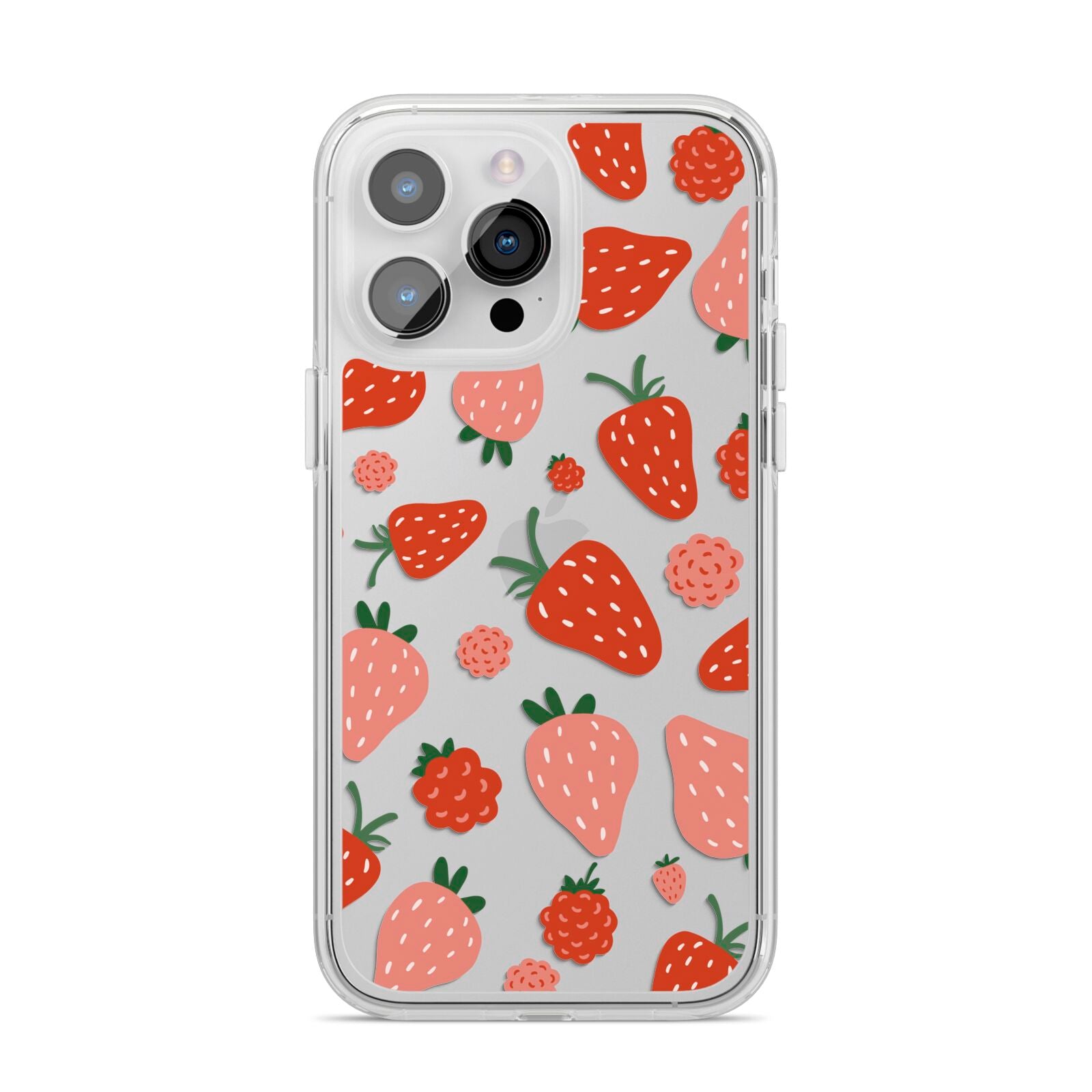 Strawberry iPhone 14 Pro Max Clear Tough Case Silver