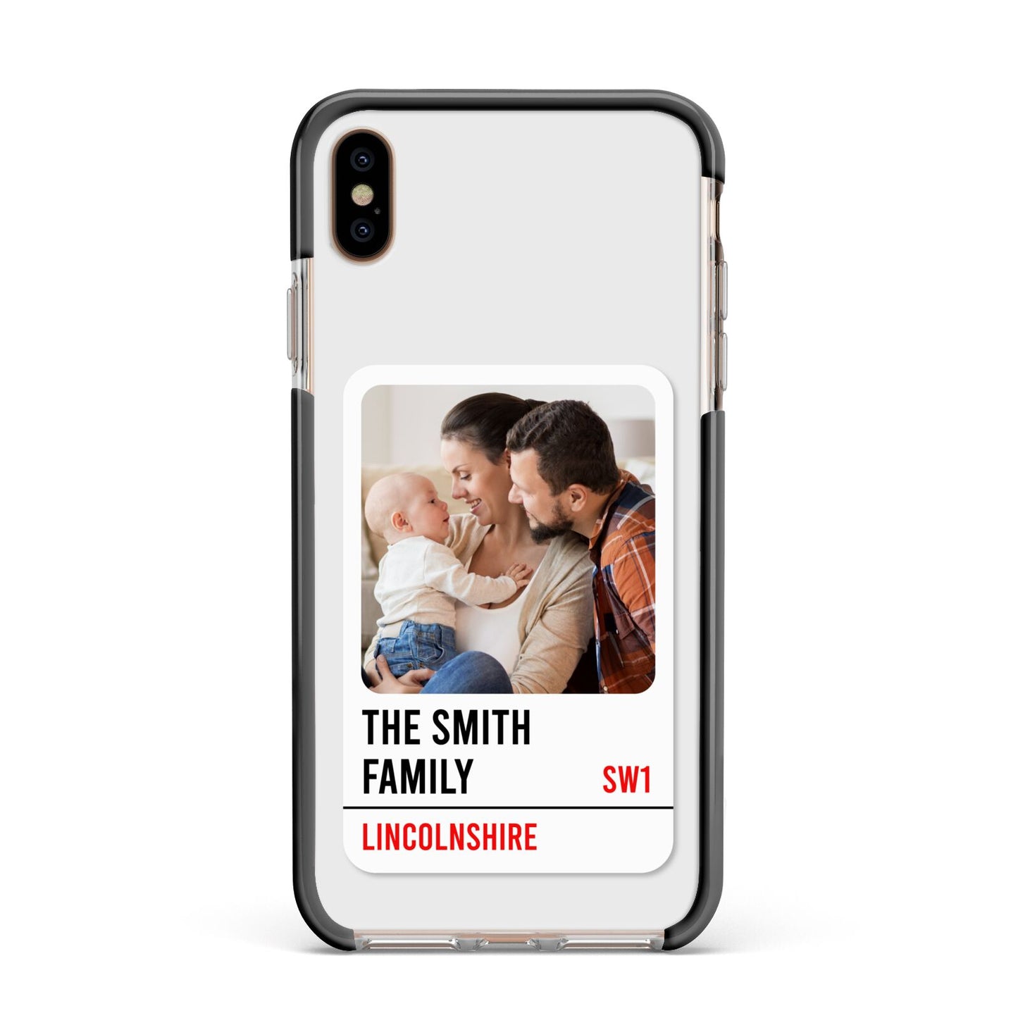 Street Sign Family Photo Upload Apple iPhone Xs Max Impact Case Black Edge on Gold Phone