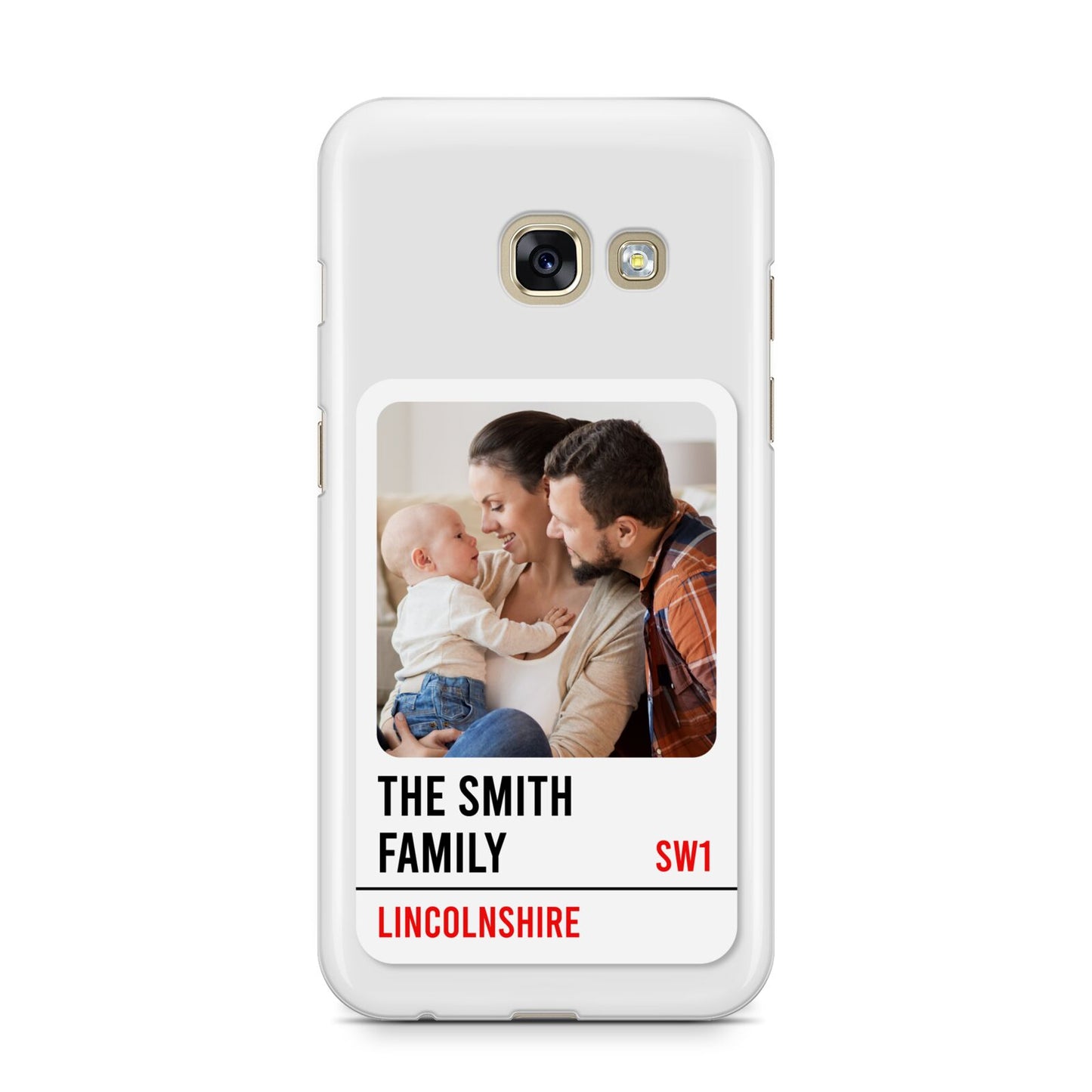 Street Sign Family Photo Upload Samsung Galaxy A3 2017 Case on gold phone