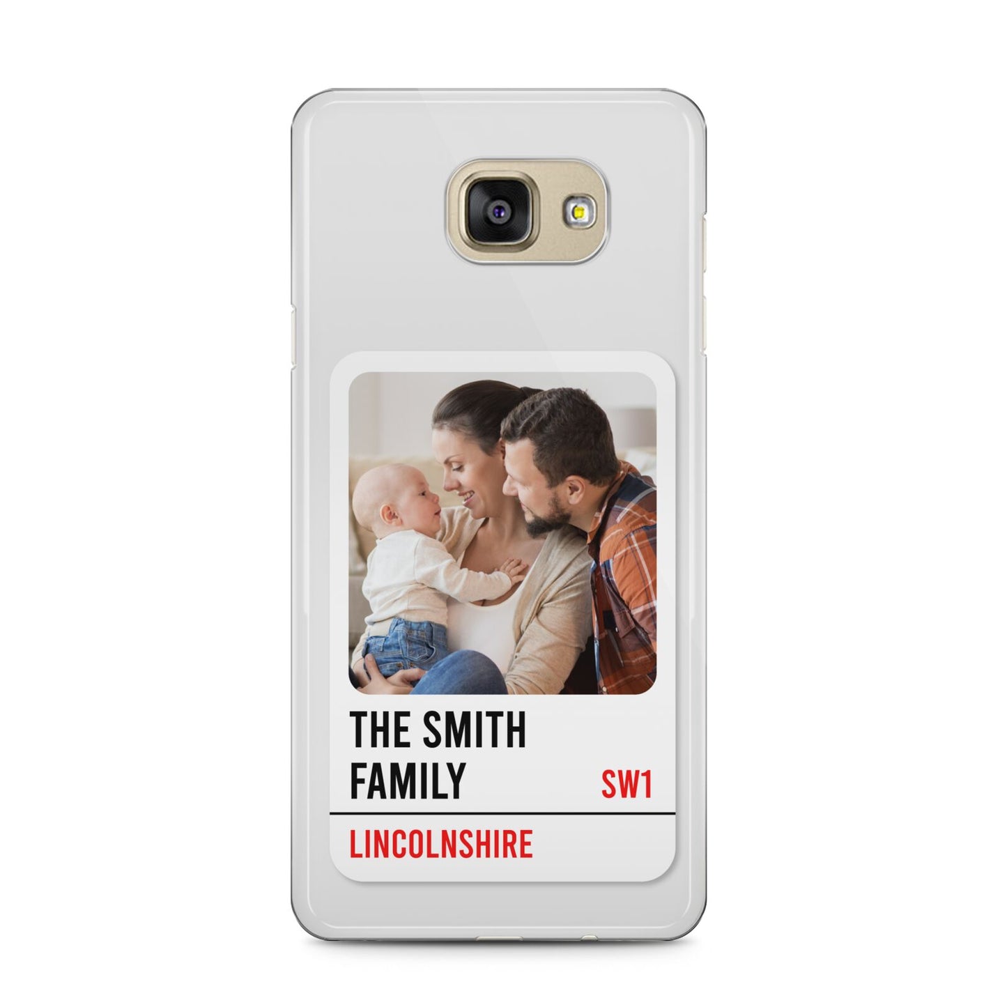 Street Sign Family Photo Upload Samsung Galaxy A5 2016 Case on gold phone