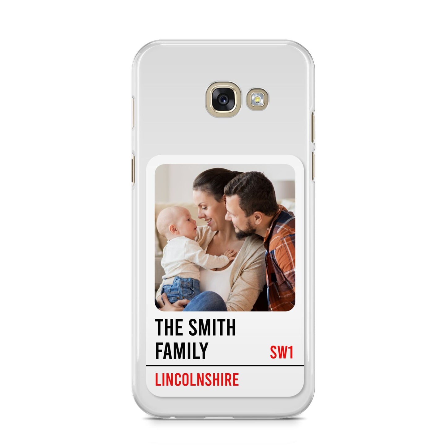 Street Sign Family Photo Upload Samsung Galaxy A5 2017 Case on gold phone