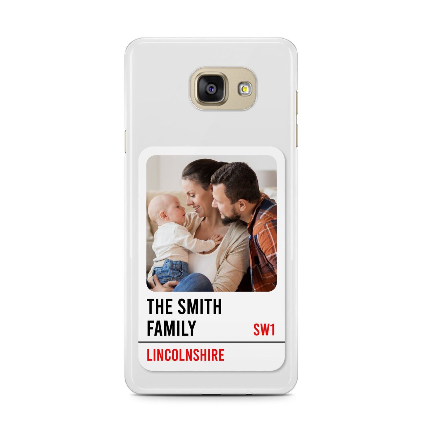 Street Sign Family Photo Upload Samsung Galaxy A7 2016 Case on gold phone