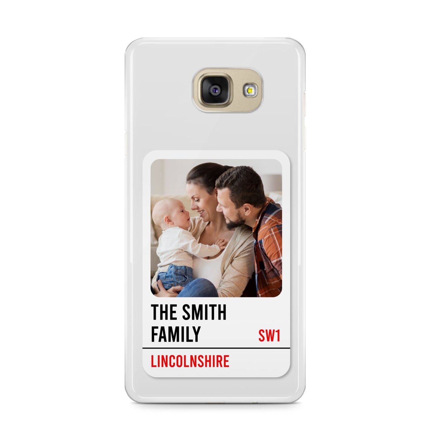 Street Sign Family Photo Upload Samsung Galaxy A9 2016 Case on gold phone