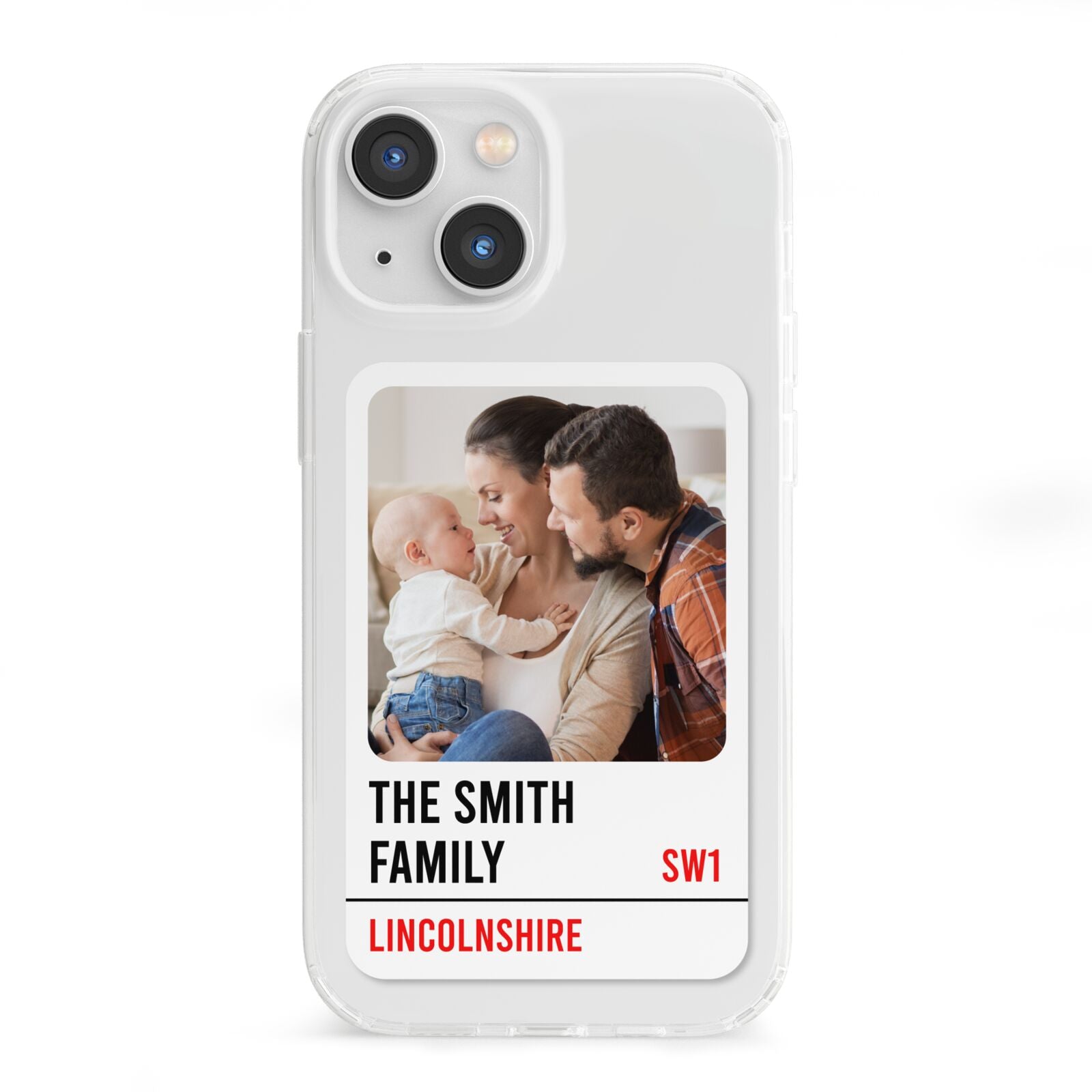 Street Sign Family Photo Upload iPhone 13 Mini Clear Bumper Case