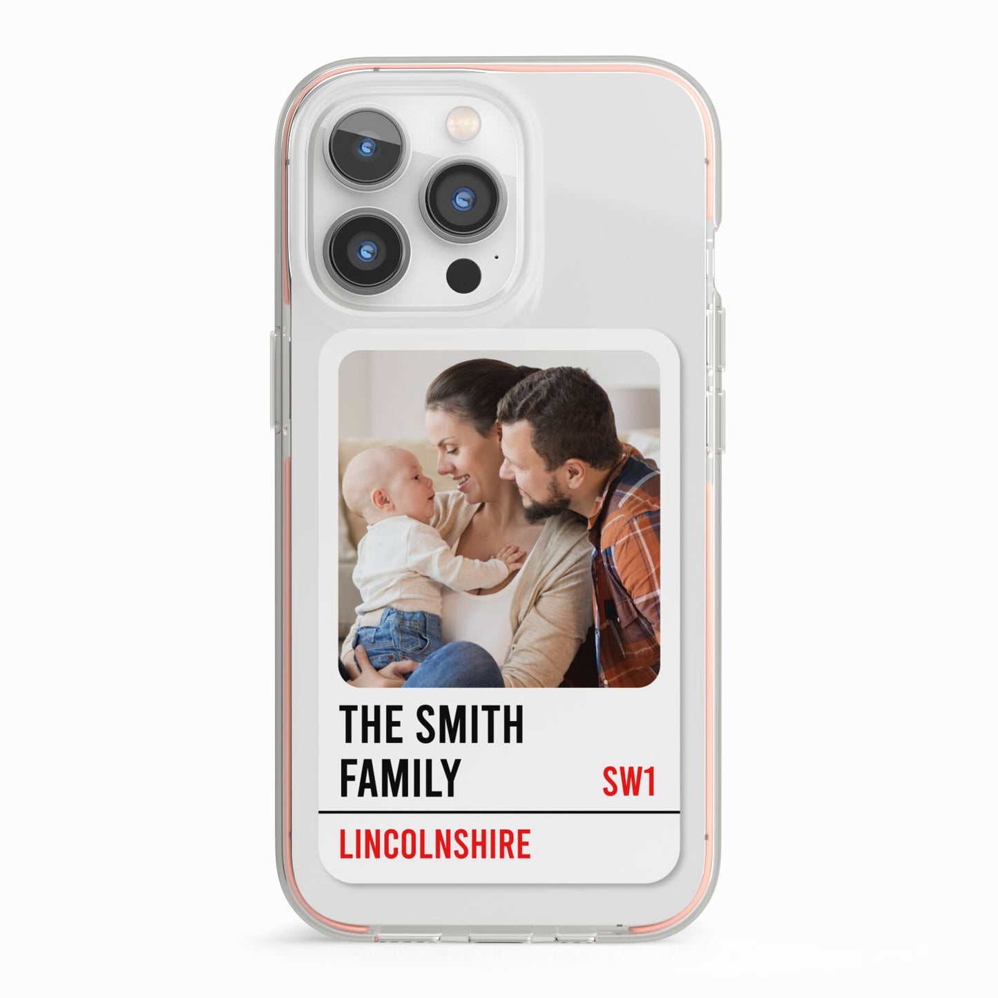 Street Sign Family Photo Upload iPhone 13 Pro TPU Impact Case with Pink Edges