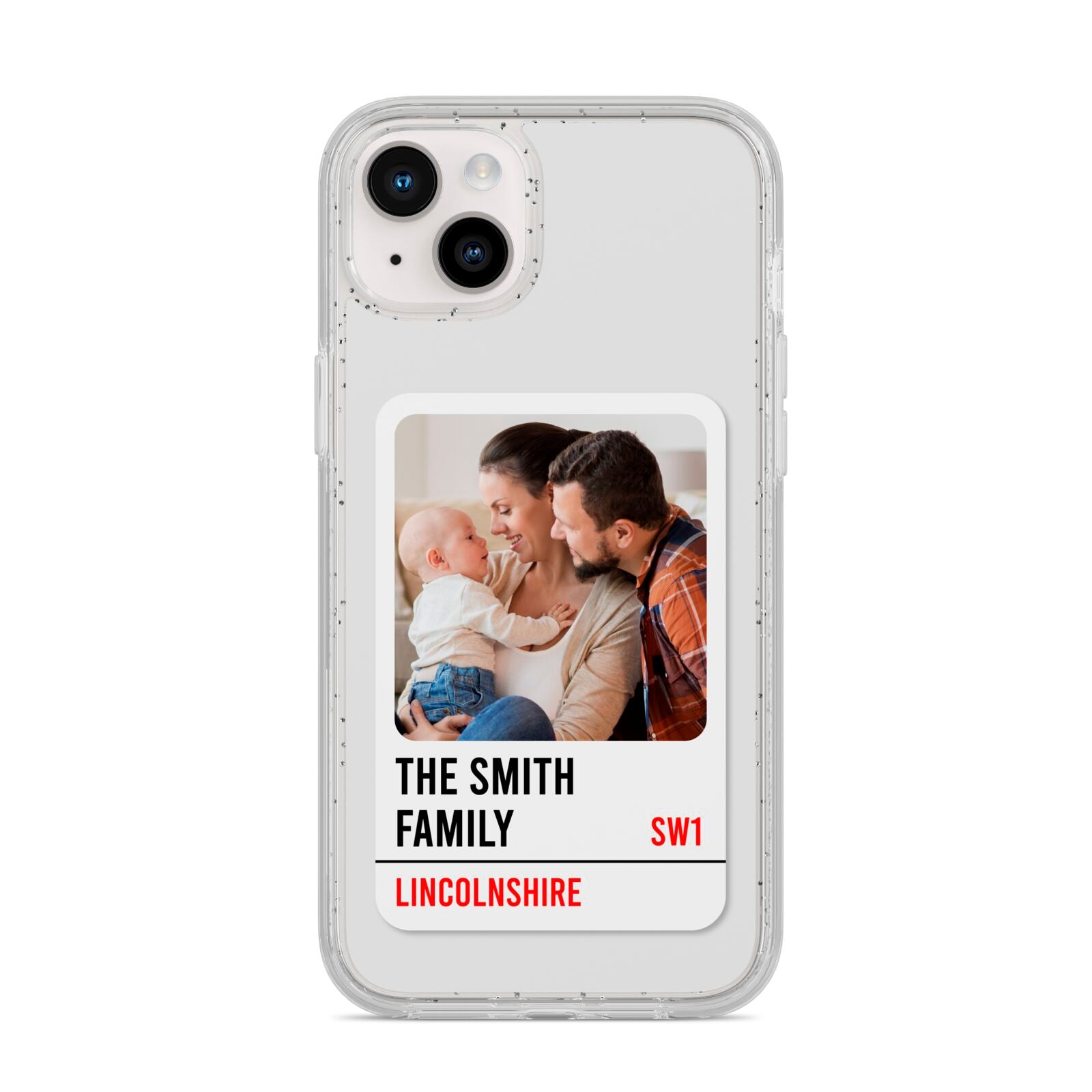 Street Sign Family Photo Upload iPhone 14 Plus Glitter Tough Case Starlight