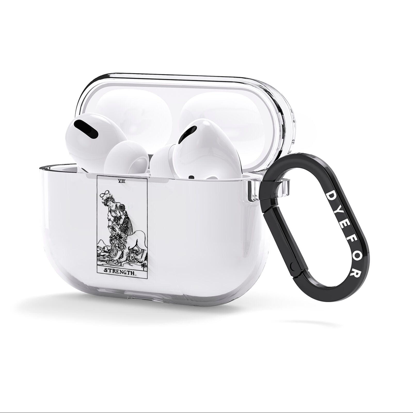 Strength Monochrome Tarot Card AirPods Clear Case 3rd Gen Side Image