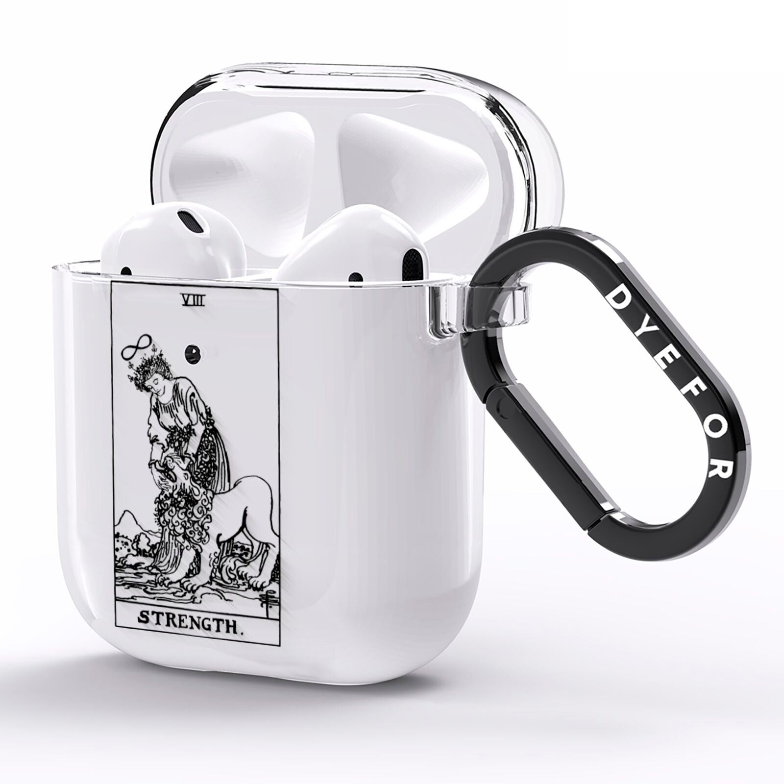 Strength Monochrome Tarot Card AirPods Clear Case Side Image