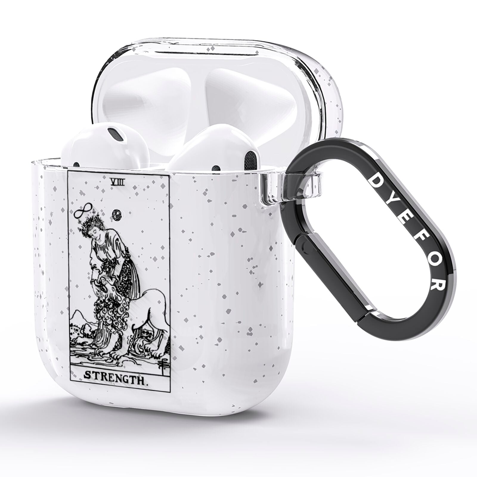 Strength Monochrome Tarot Card AirPods Glitter Case Side Image