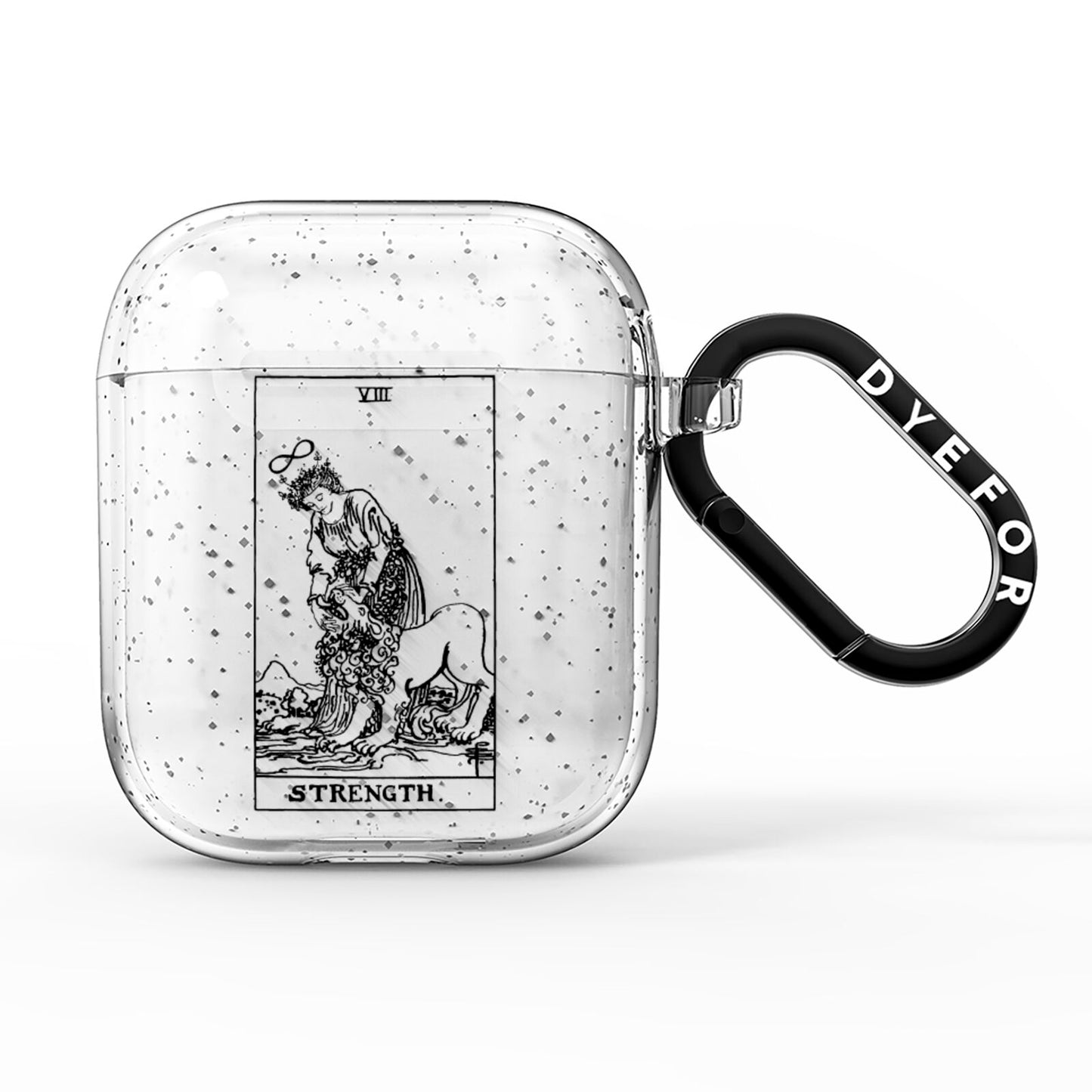 Strength Monochrome Tarot Card AirPods Glitter Case