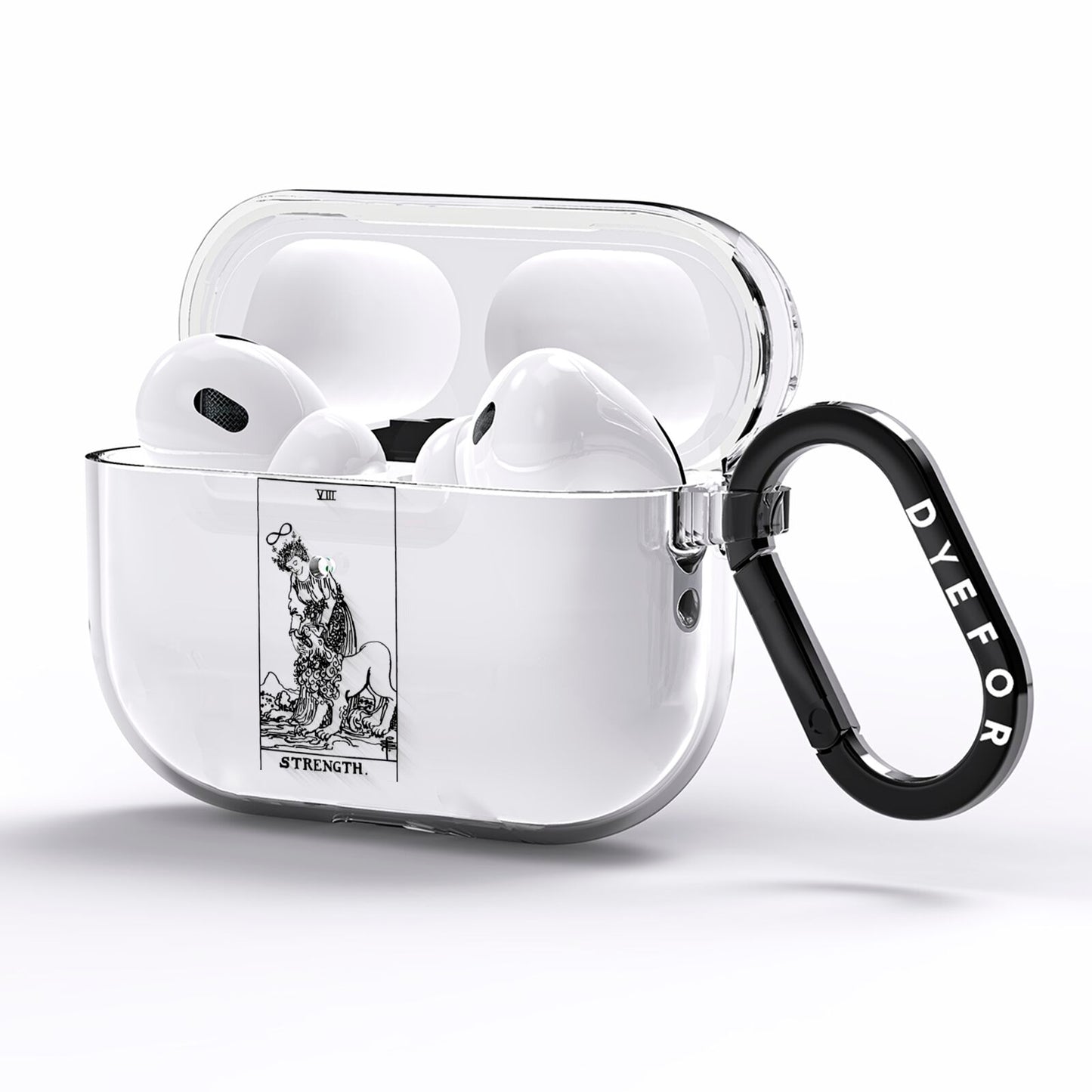 Strength Monochrome Tarot Card AirPods Pro Clear Case Side Image