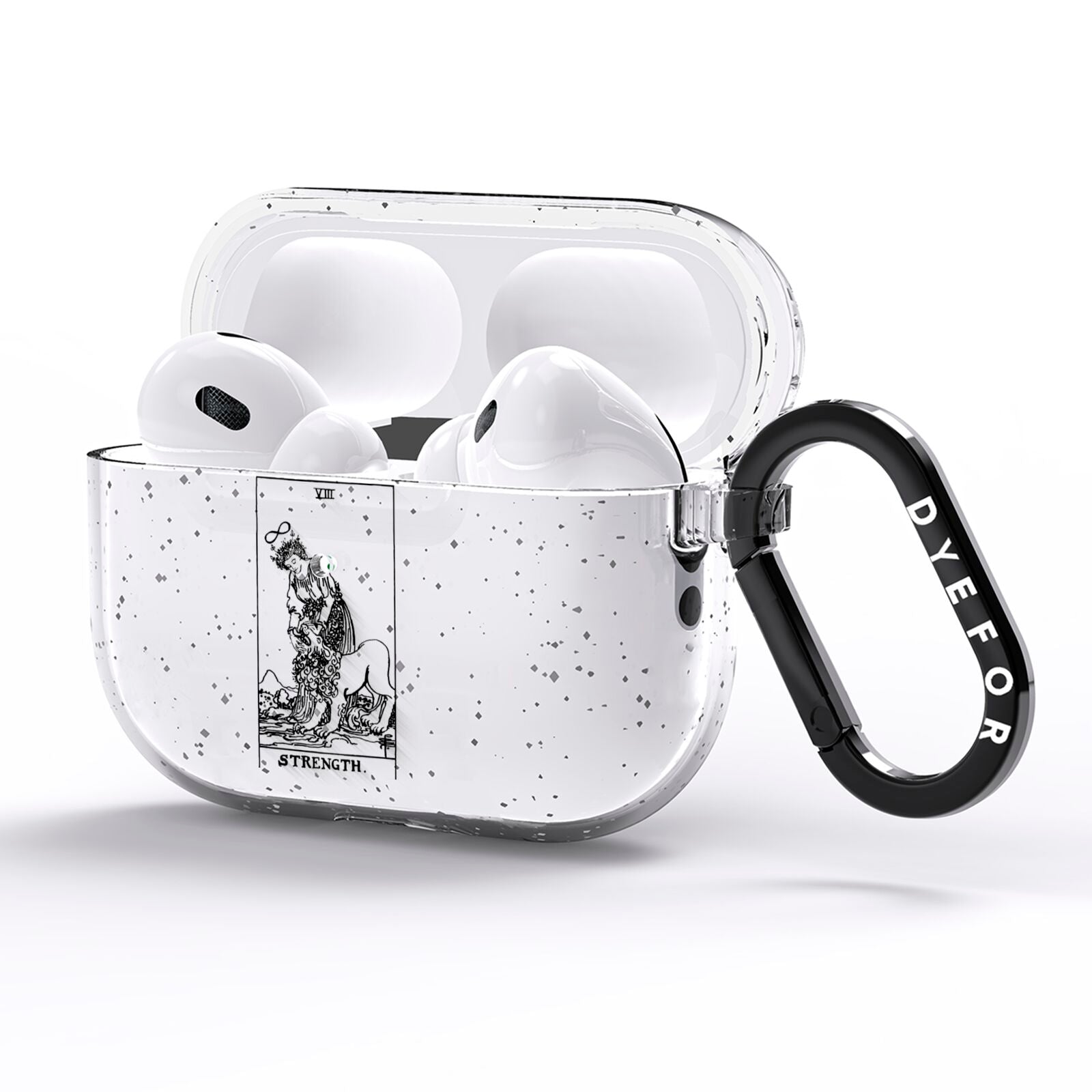 Strength Monochrome Tarot Card AirPods Pro Glitter Case Side Image