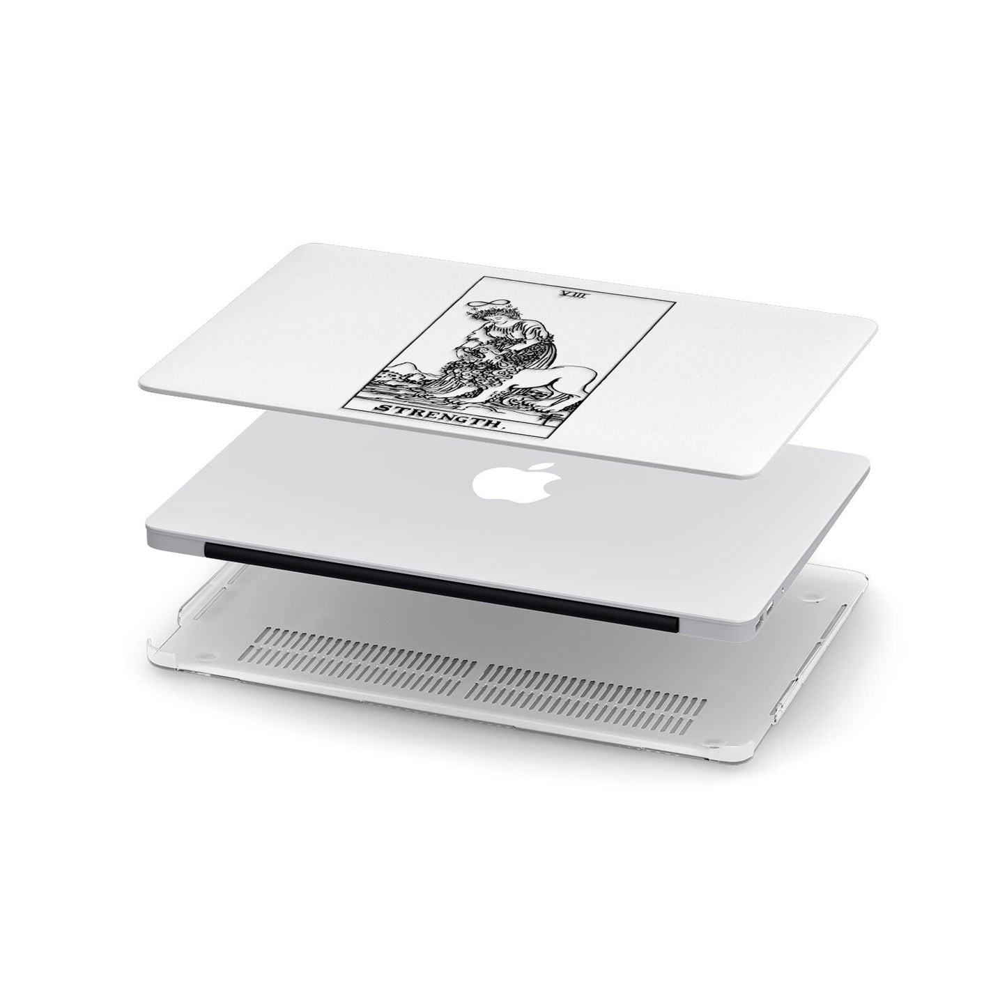 Strength Monochrome Tarot Card Apple MacBook Case in Detail