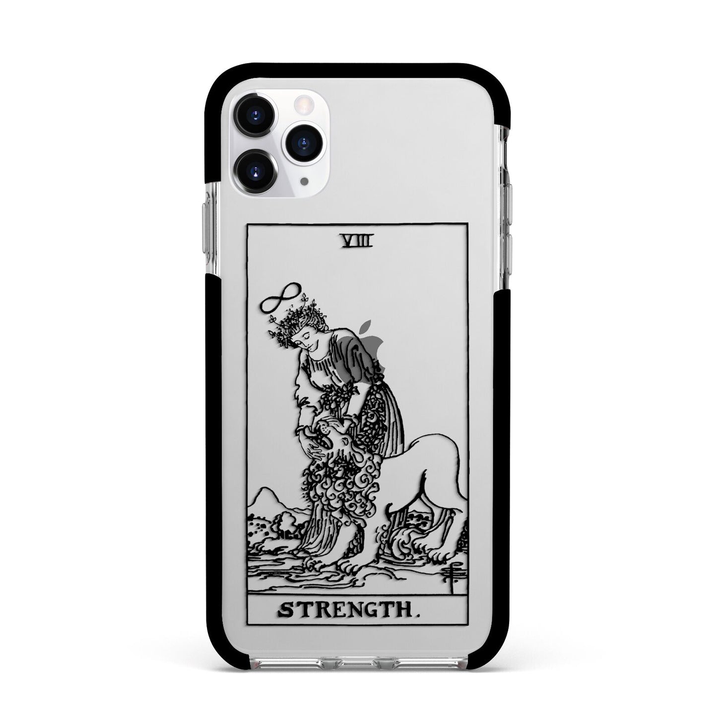 Strength Monochrome Tarot Card Apple iPhone 11 Pro Max in Silver with Black Impact Case