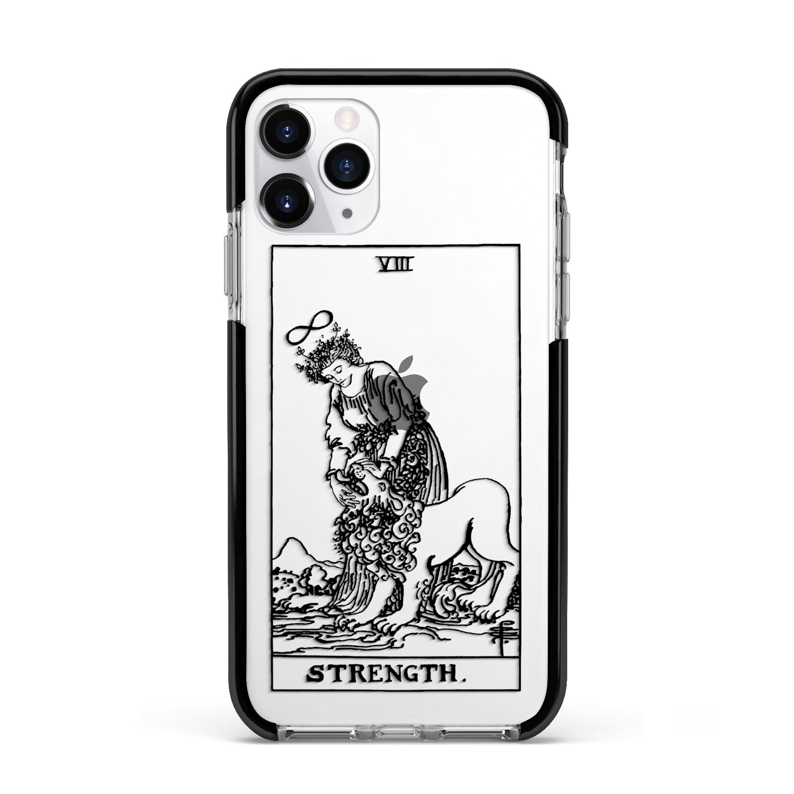 Strength Monochrome Tarot Card Apple iPhone 11 Pro in Silver with Black Impact Case