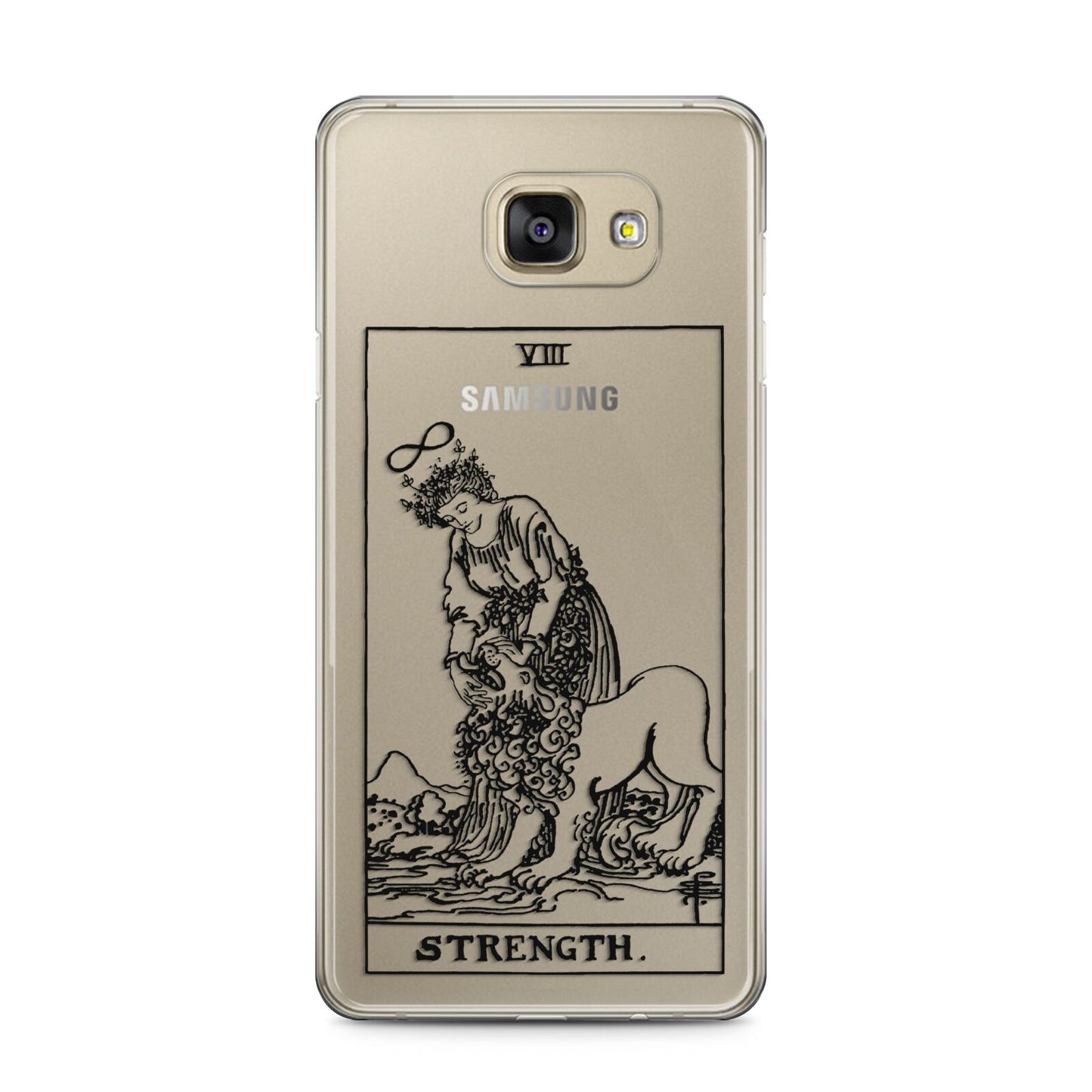 Strength Monochrome Tarot Card Samsung Galaxy A5 2016 Case on gold phone